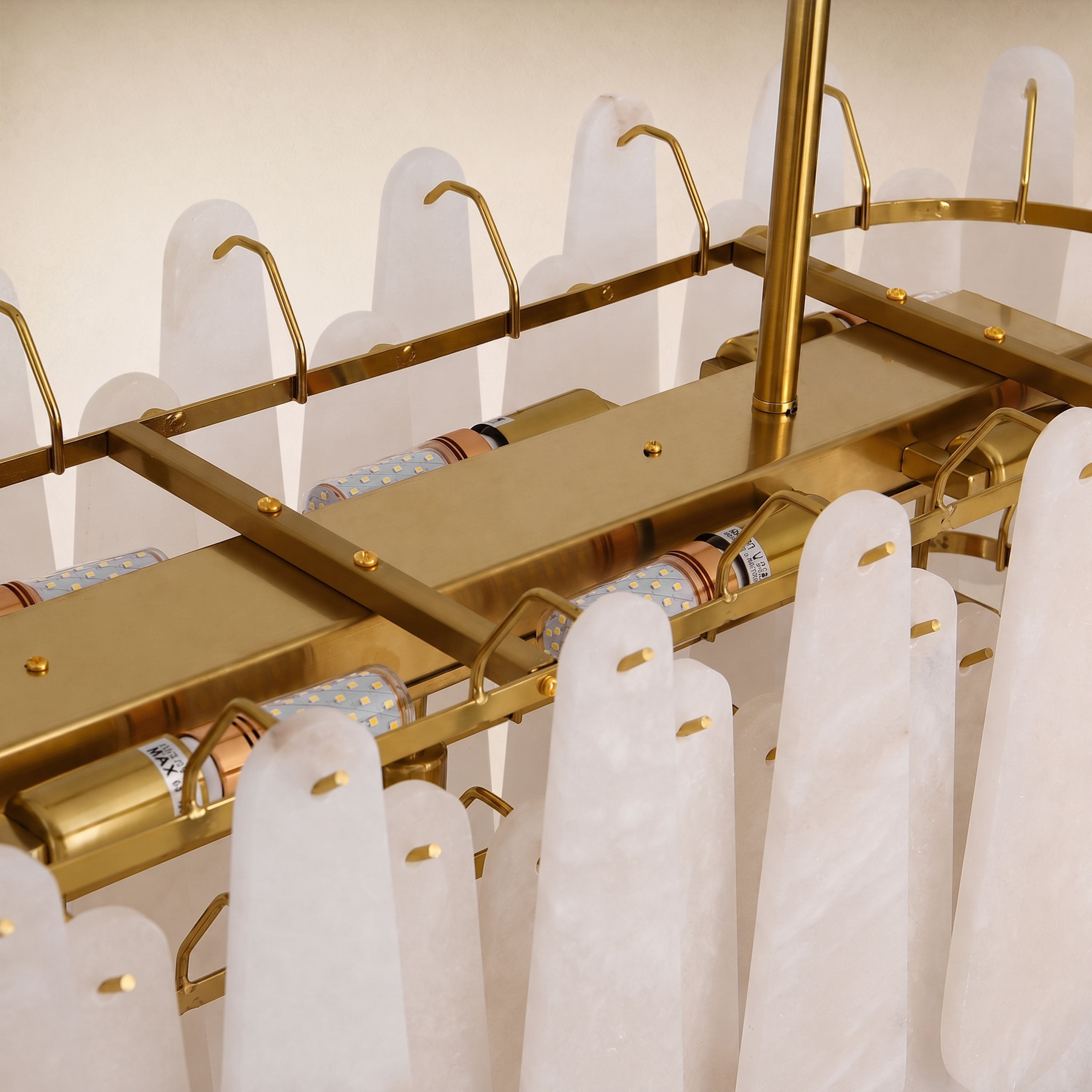 Caldera Alabaster Rectangular Custom Chandelier 54"W 72"W#Finish_Gold