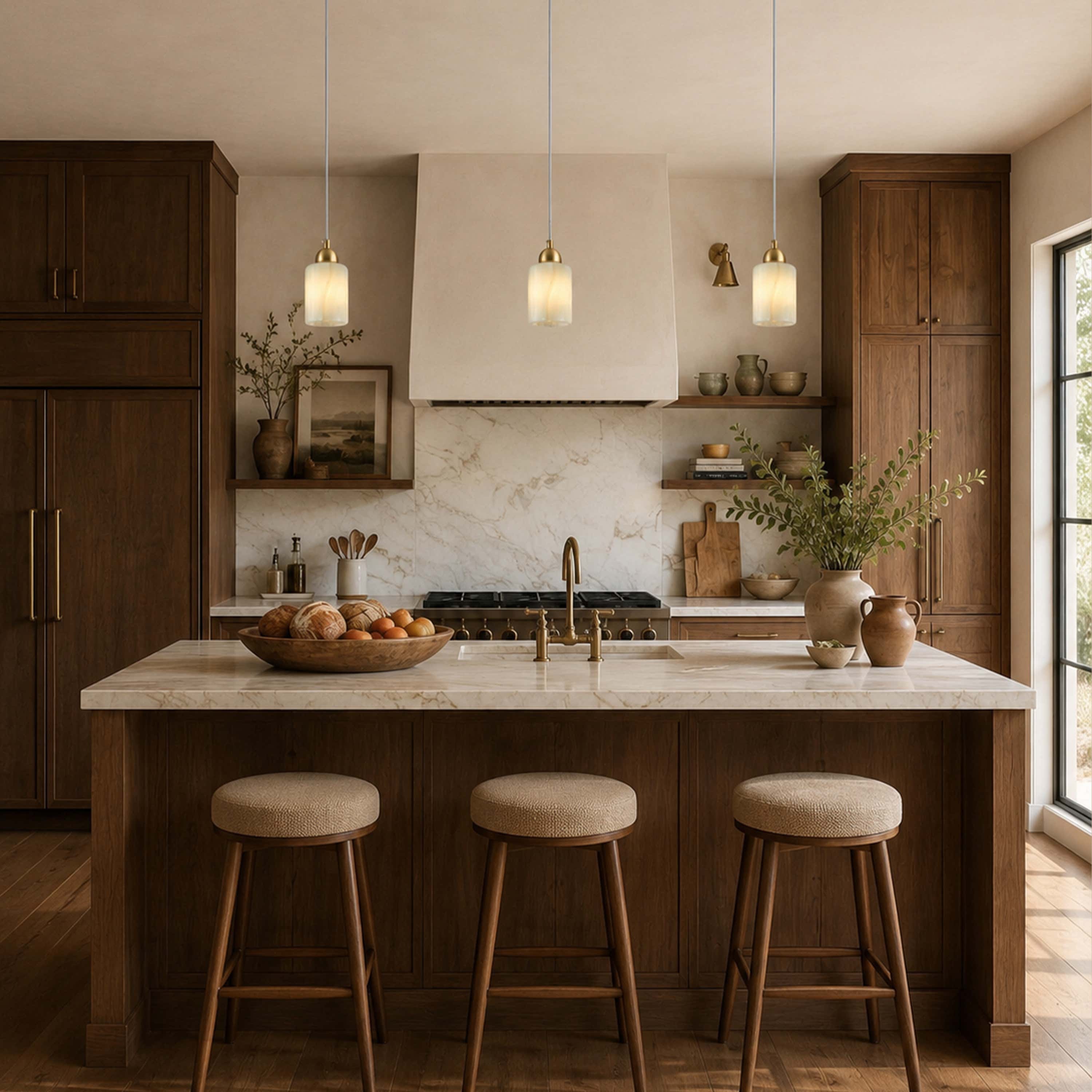 Pietra Ivory Stone Mini Pendant 3.5"D