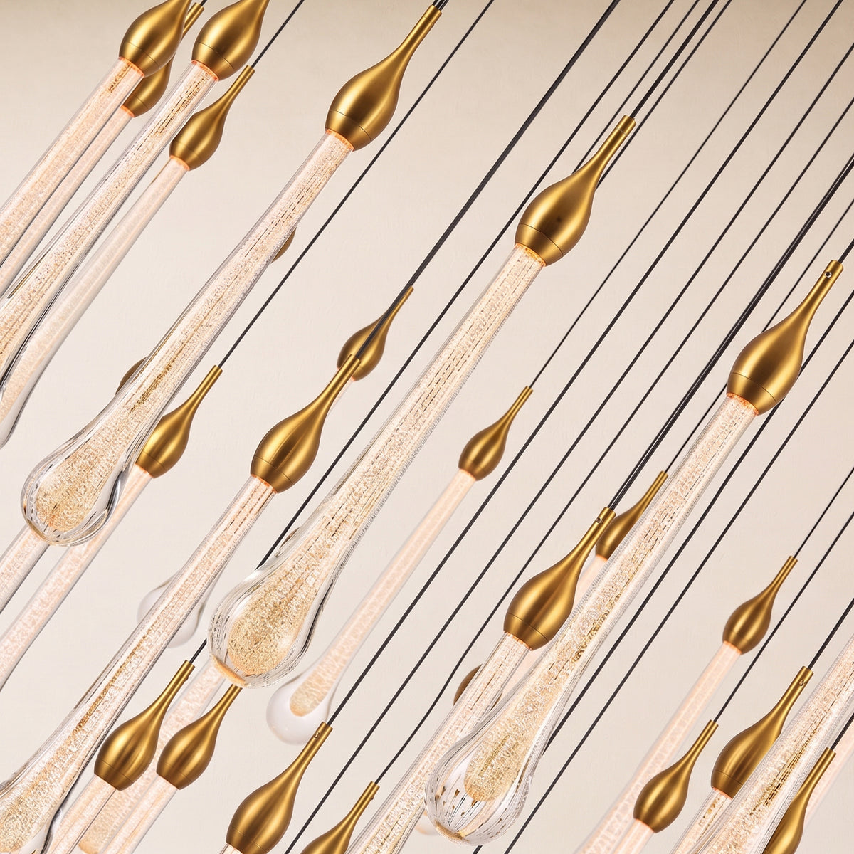 Olivene Glass Teardrop Round Chandelier 36"D