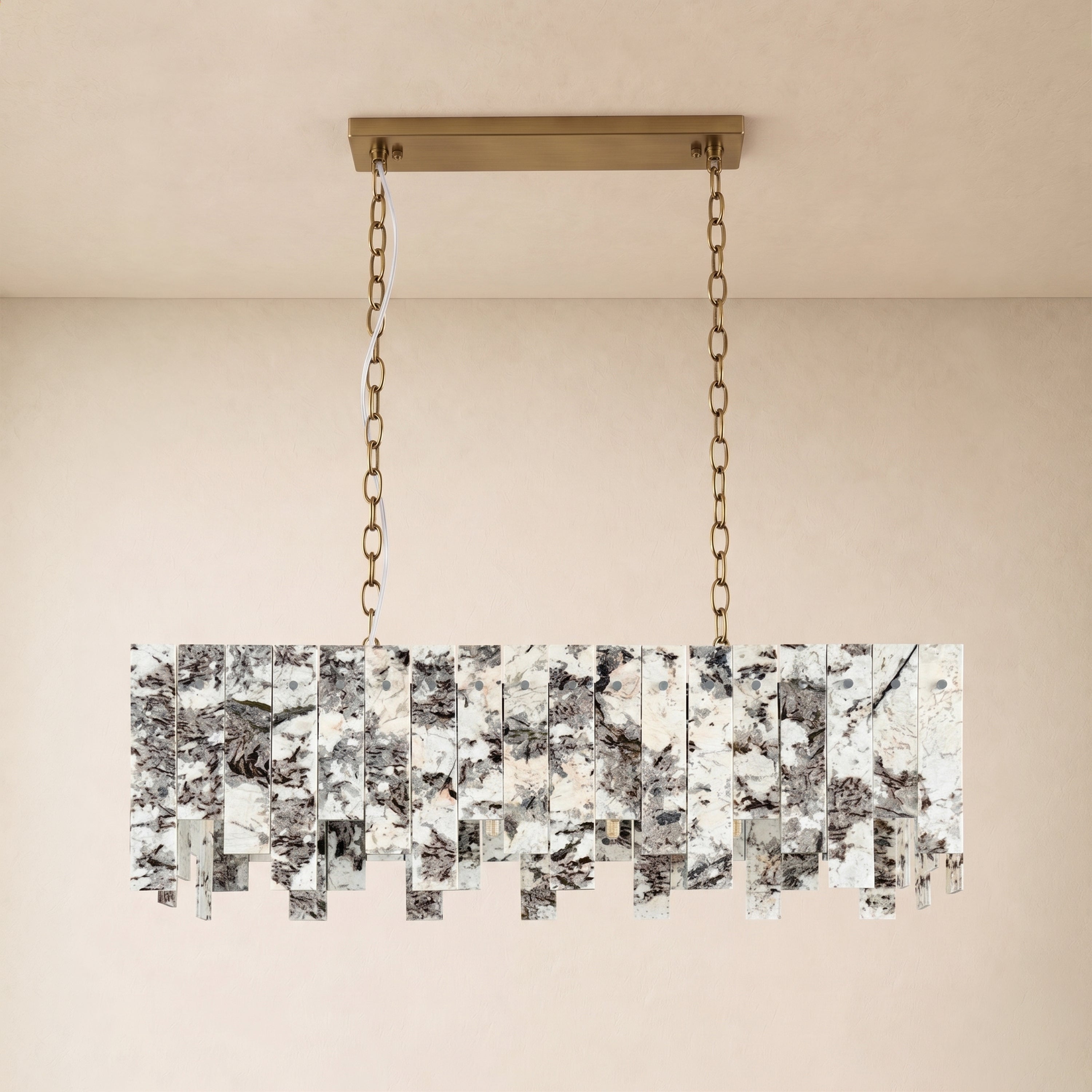 Pietra Quartzite Rectangular Linear Chandelier 36" 40"W