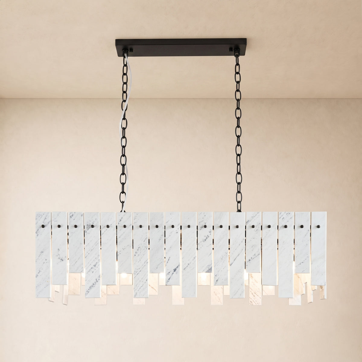 Pietra White Marble Rectangular Chandelier 36" 40"W