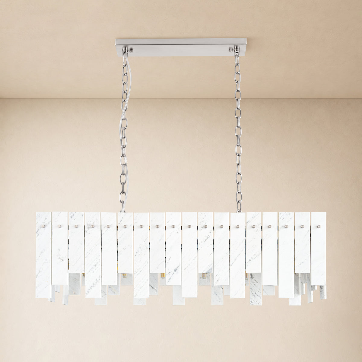 Pietra White Marble Rectangular Chandelier 36" 40"W