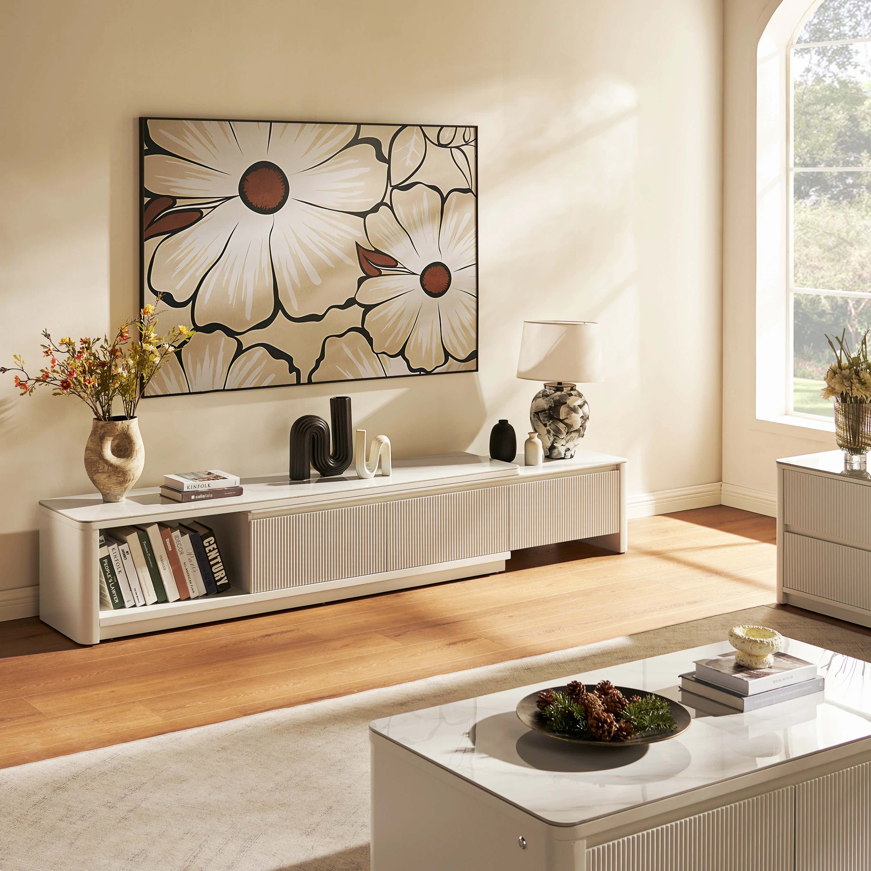 Celia Burnt Stone Media Console 71"