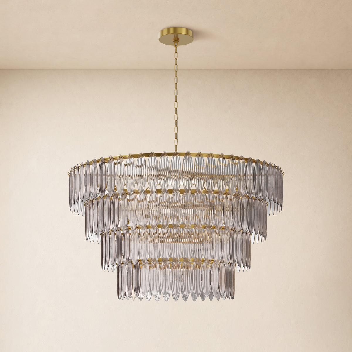 Ardelyne Glass Four-Tier Round Chandelier 48"D