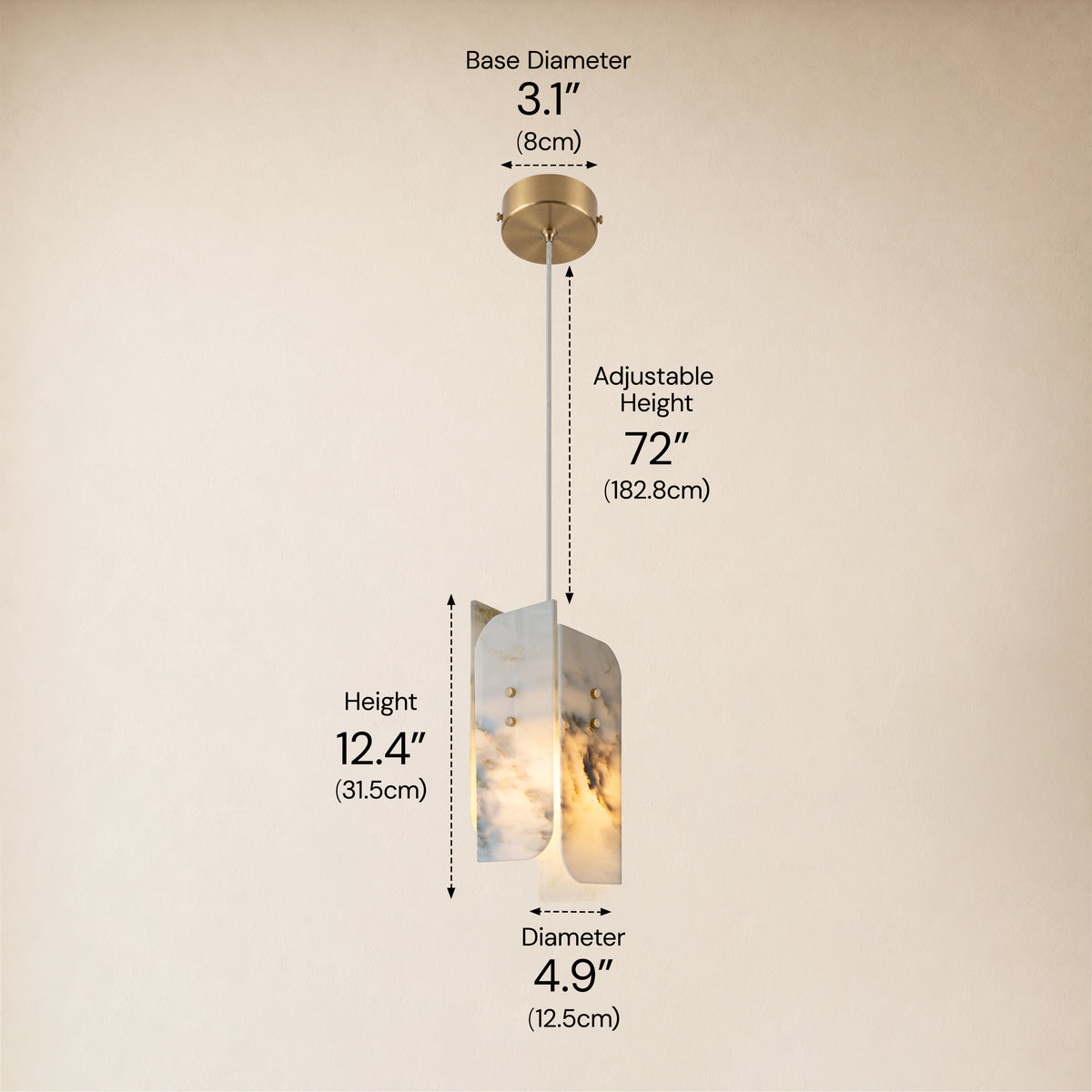 Pietra Landscape Marble Pendant 5.9"D