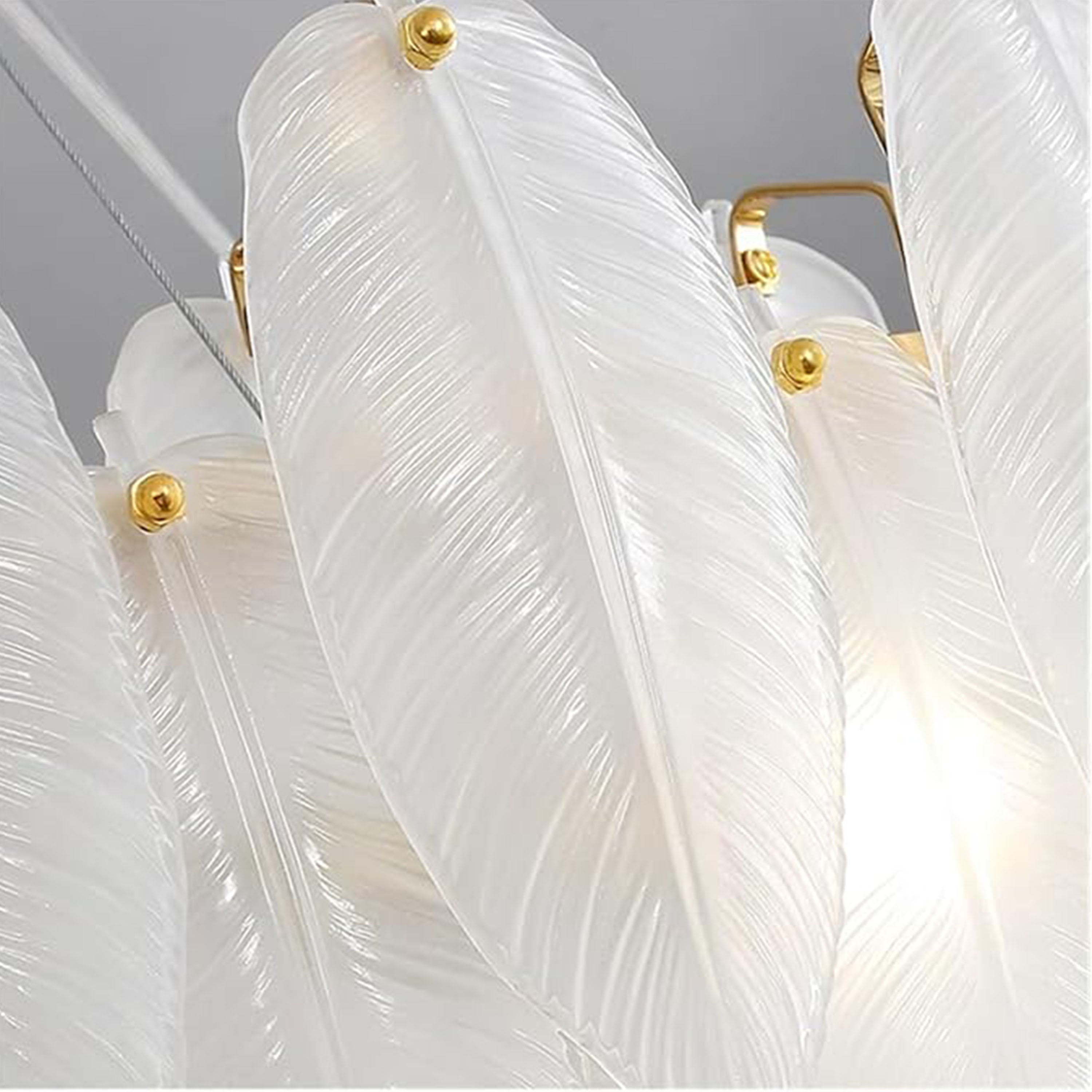 Avelis Glass Feather Round Chandelier 23.6"D