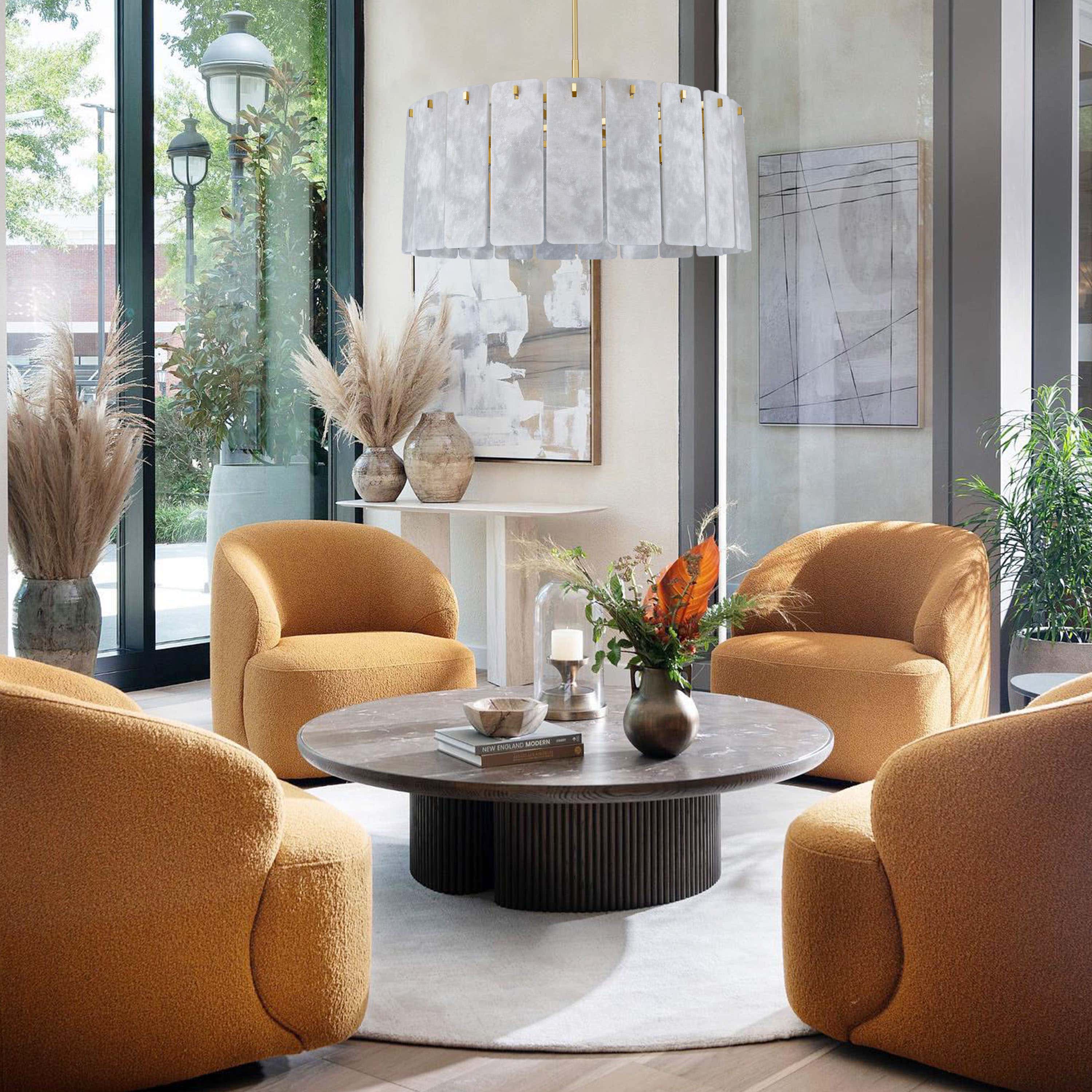 Lunara Alabaster Round Chandelier 36"W