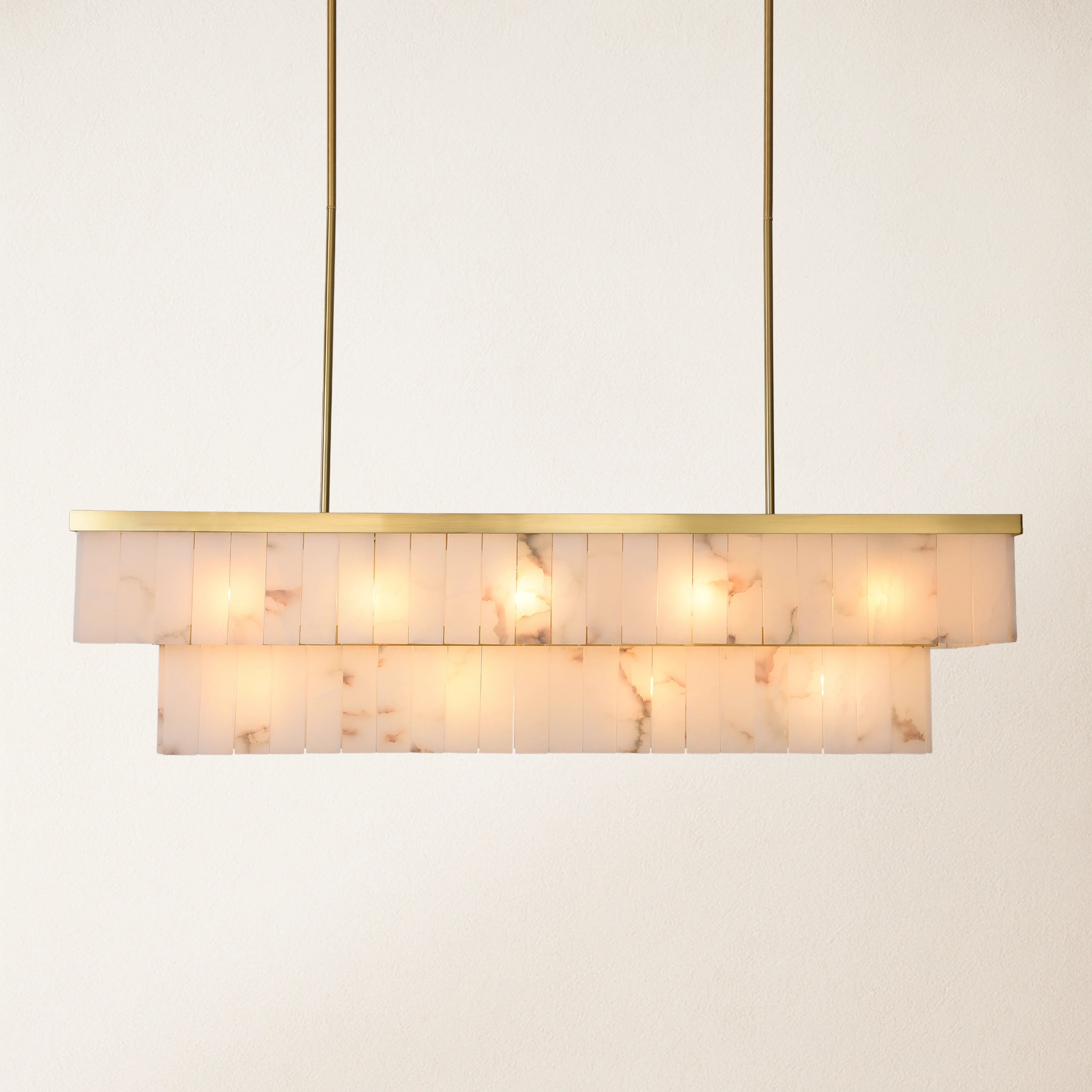 Solmare Alabaster Rectangular Chandelier 55"W