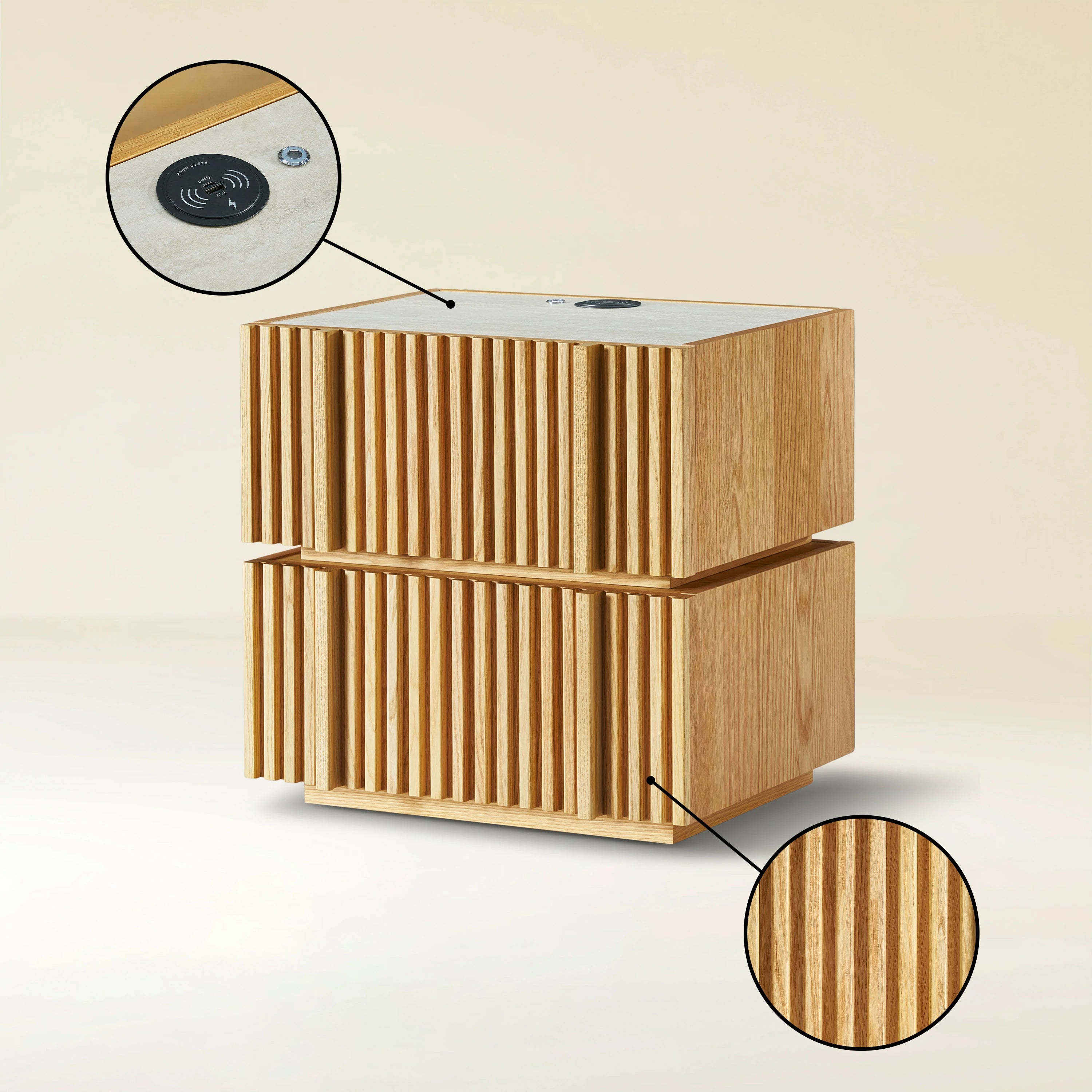 Isla Oak Sintered Stone Nightstand 20" W