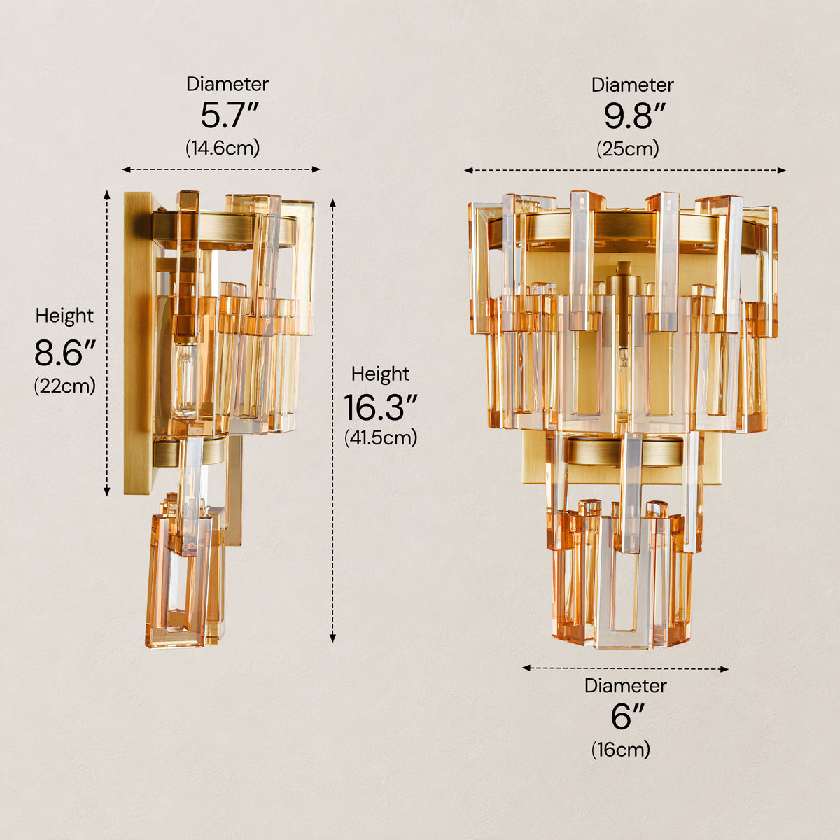 Cirelle Crystal Rectangular Wall Sconce 16.3"H