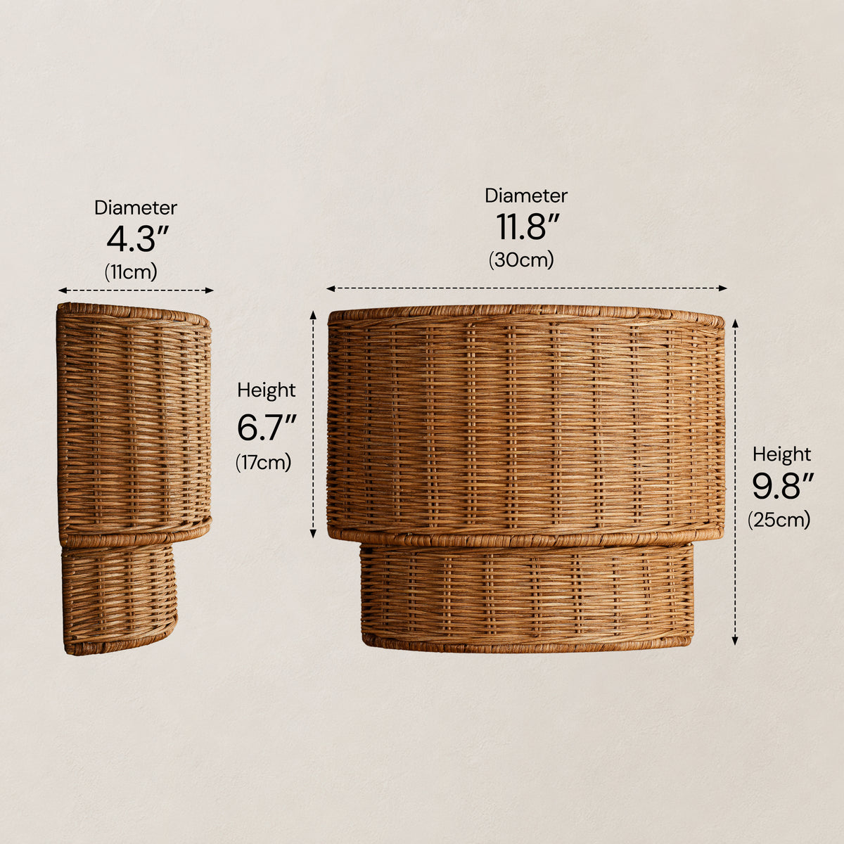 Cavana Rattan Tiered Wall Sconce 10"H