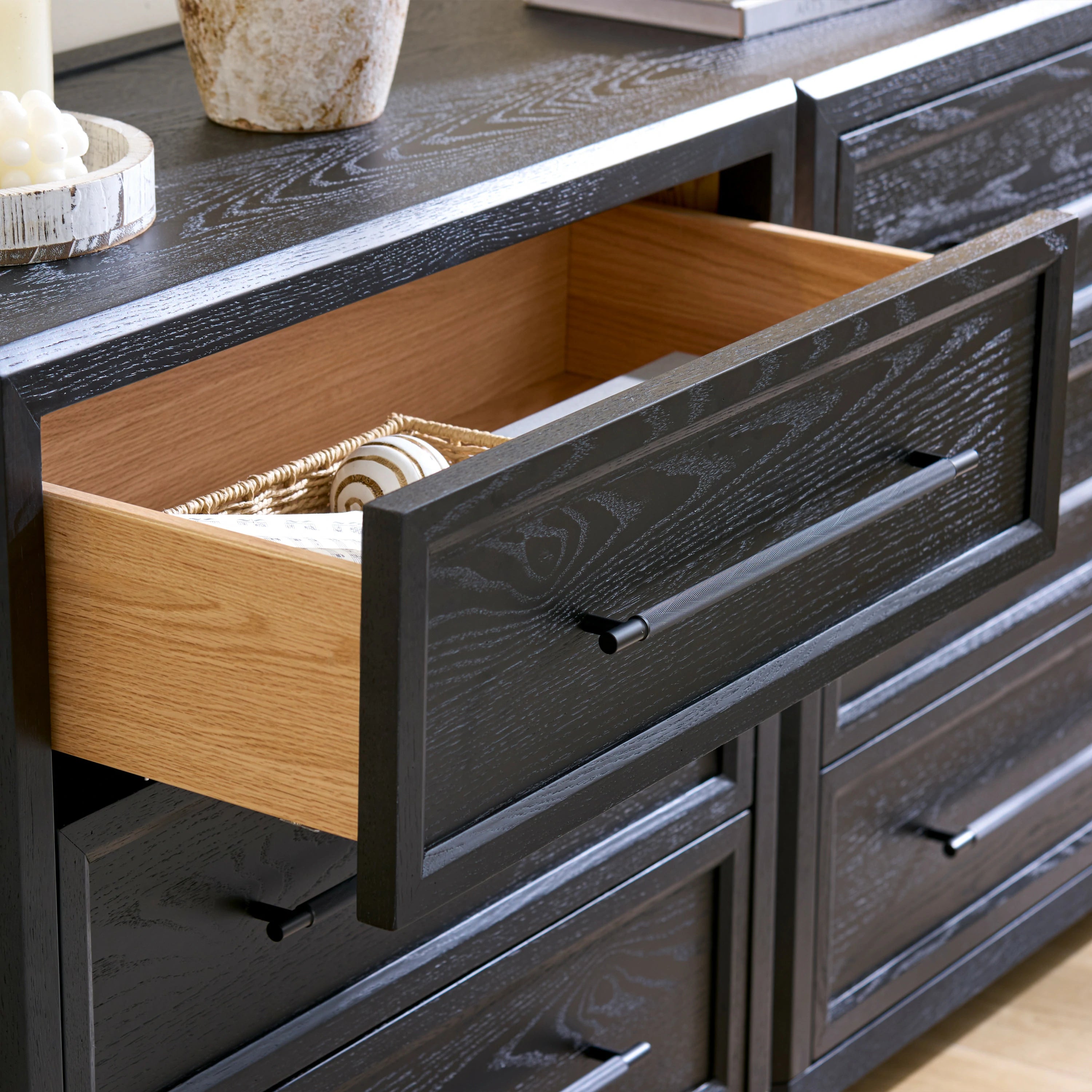 Alvar 63″ Oak 6-Drawer Chest(Set of 2)