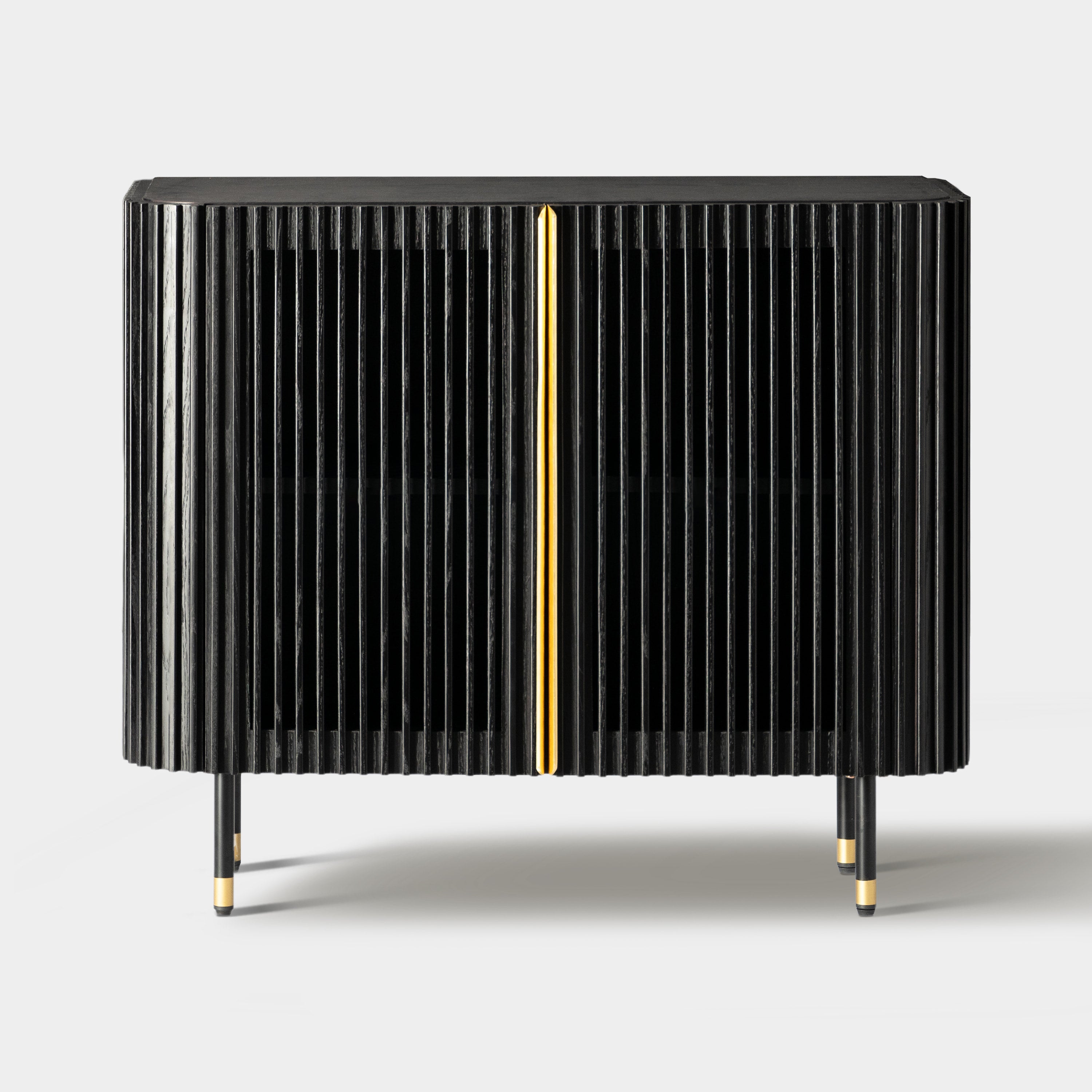 Ewan Oak Media Console and Cabinet Set