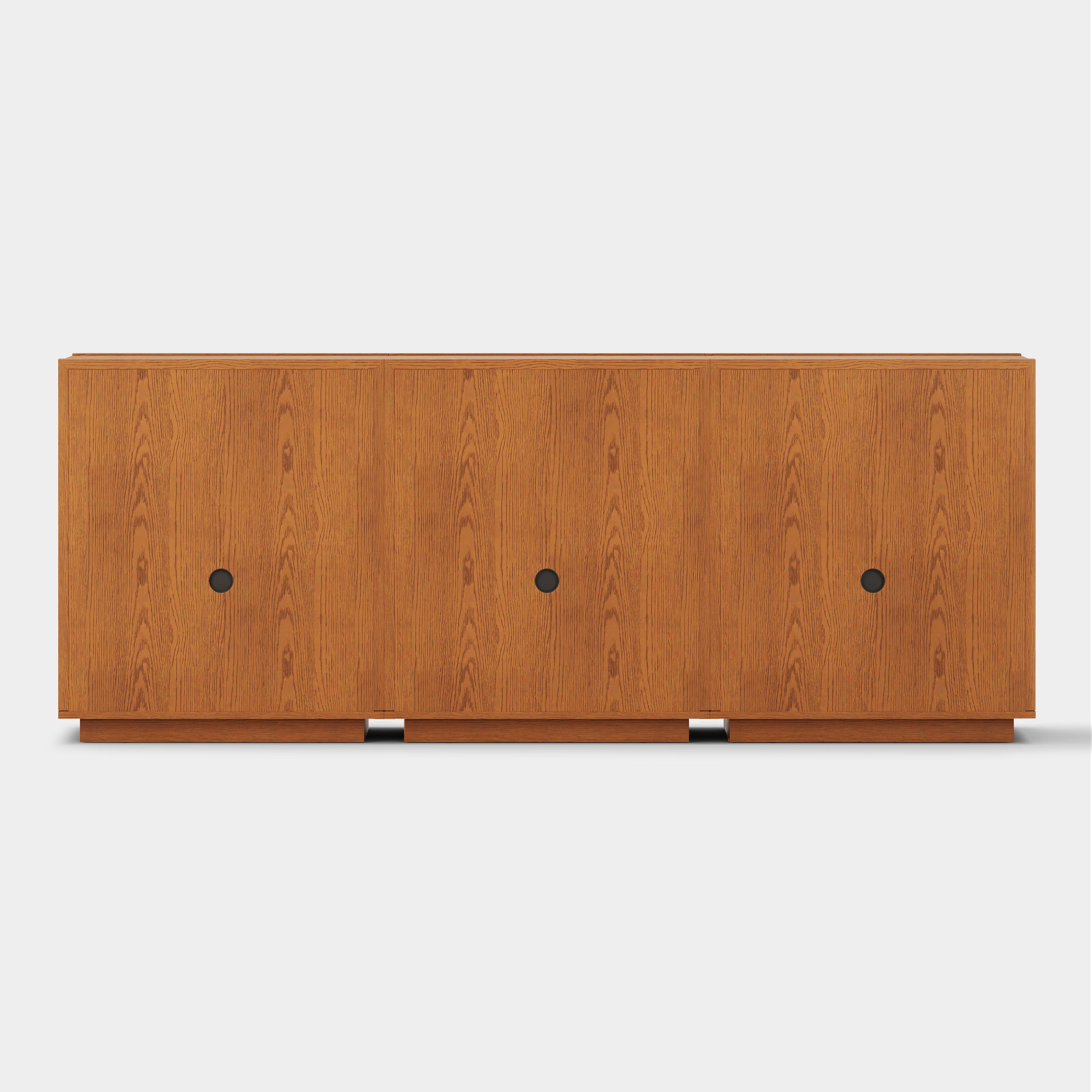 Alvar Arched 94.5" Oak Sideboard with Drawers(Set of 3)