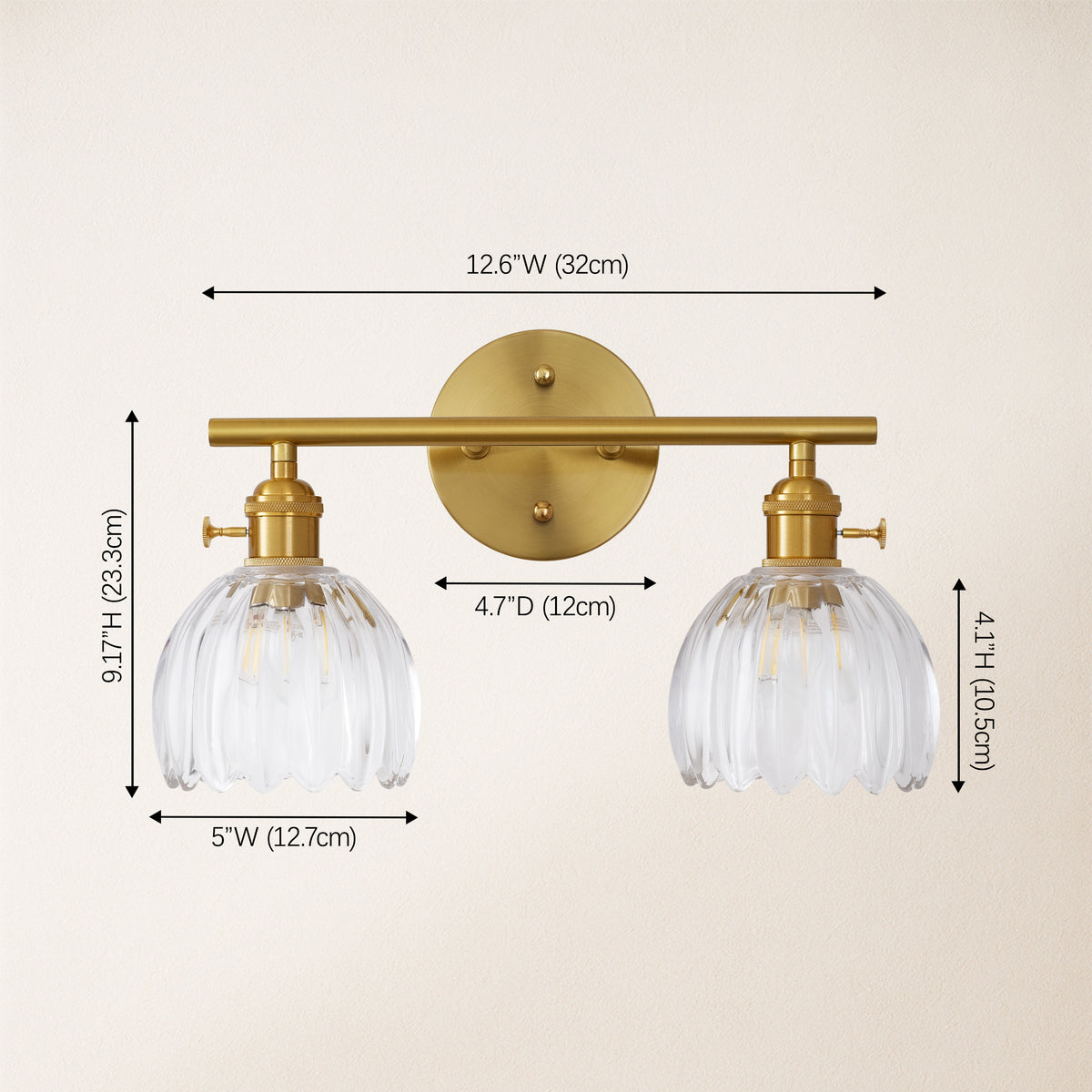 Orbixa Clear Glass 2-Lights Wall Sconce 15"W