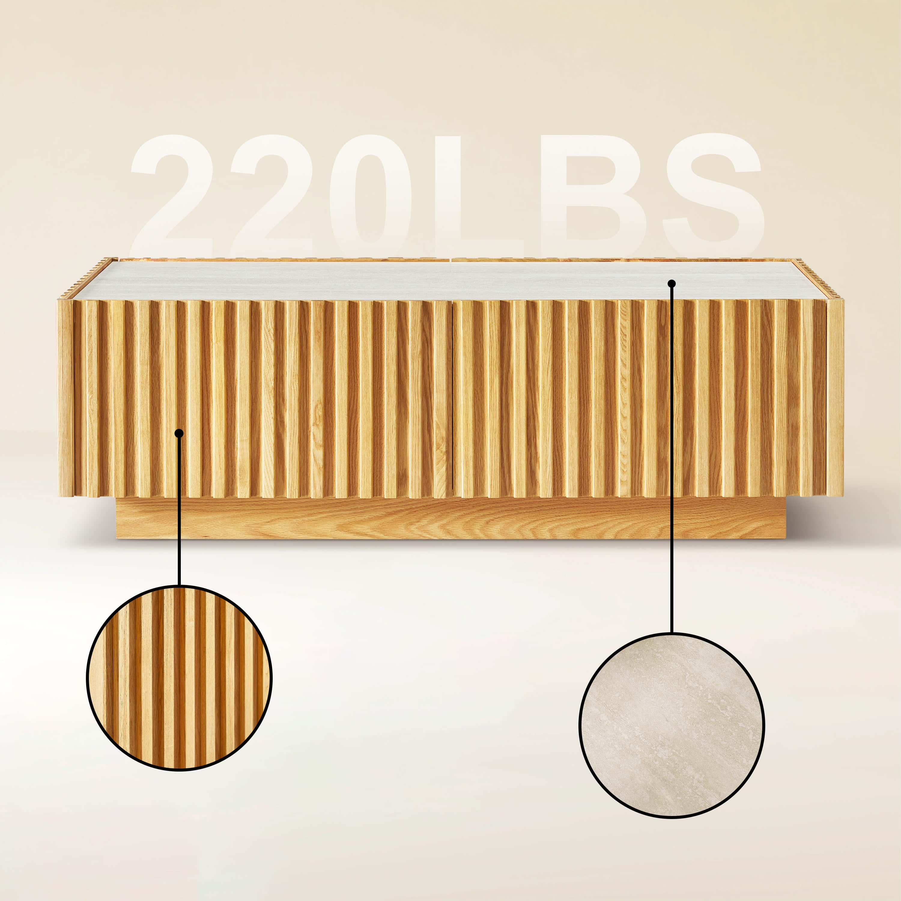 Isla Oak Sintered Stone Rectangle Coffee Table 47"