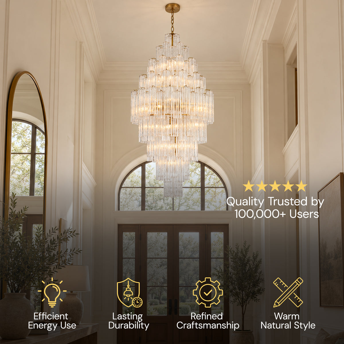 Lumeris Crystal Cascade Chandelier 36"D