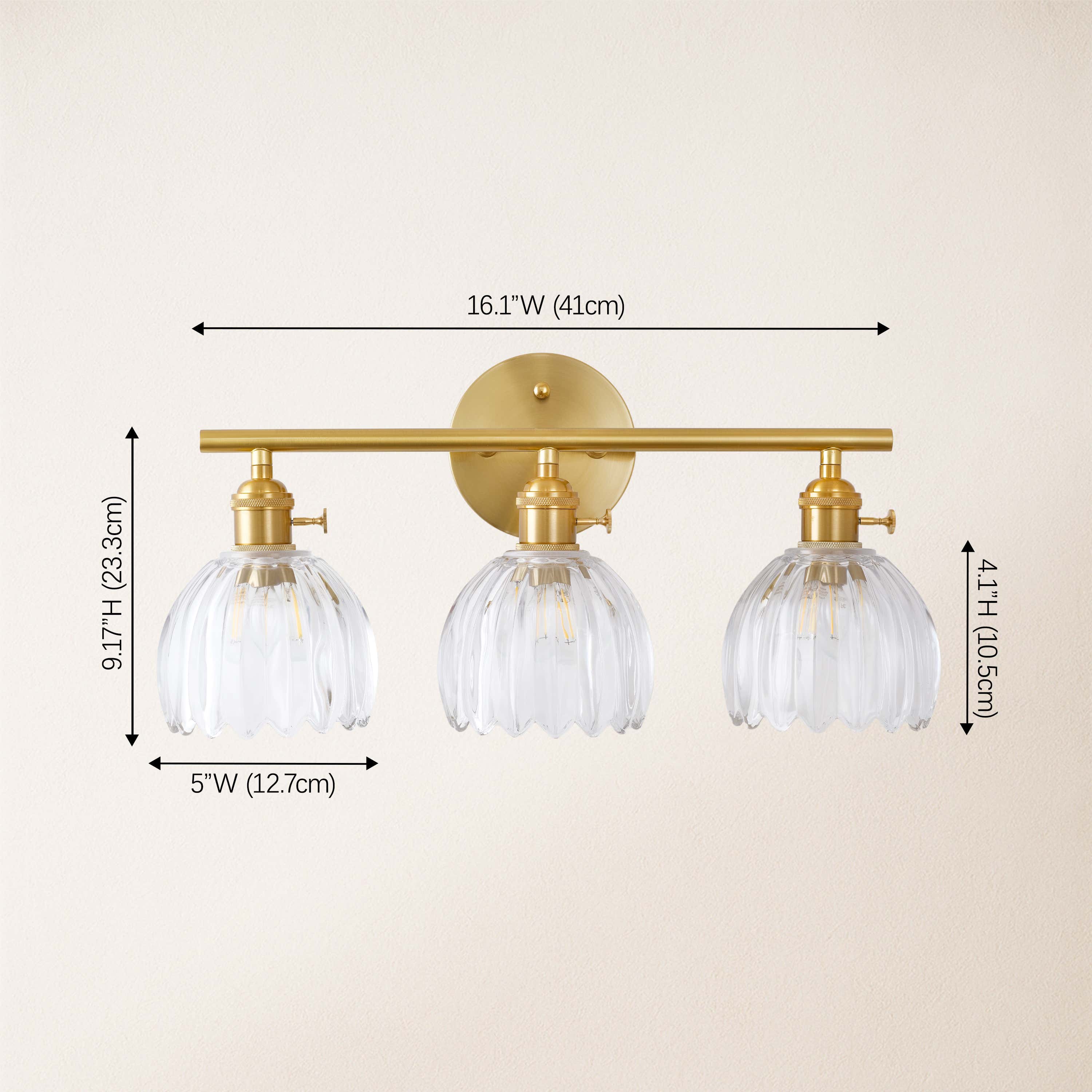 Orbixa Clear Glass 3-Lights Wall Sconce 18.8"W