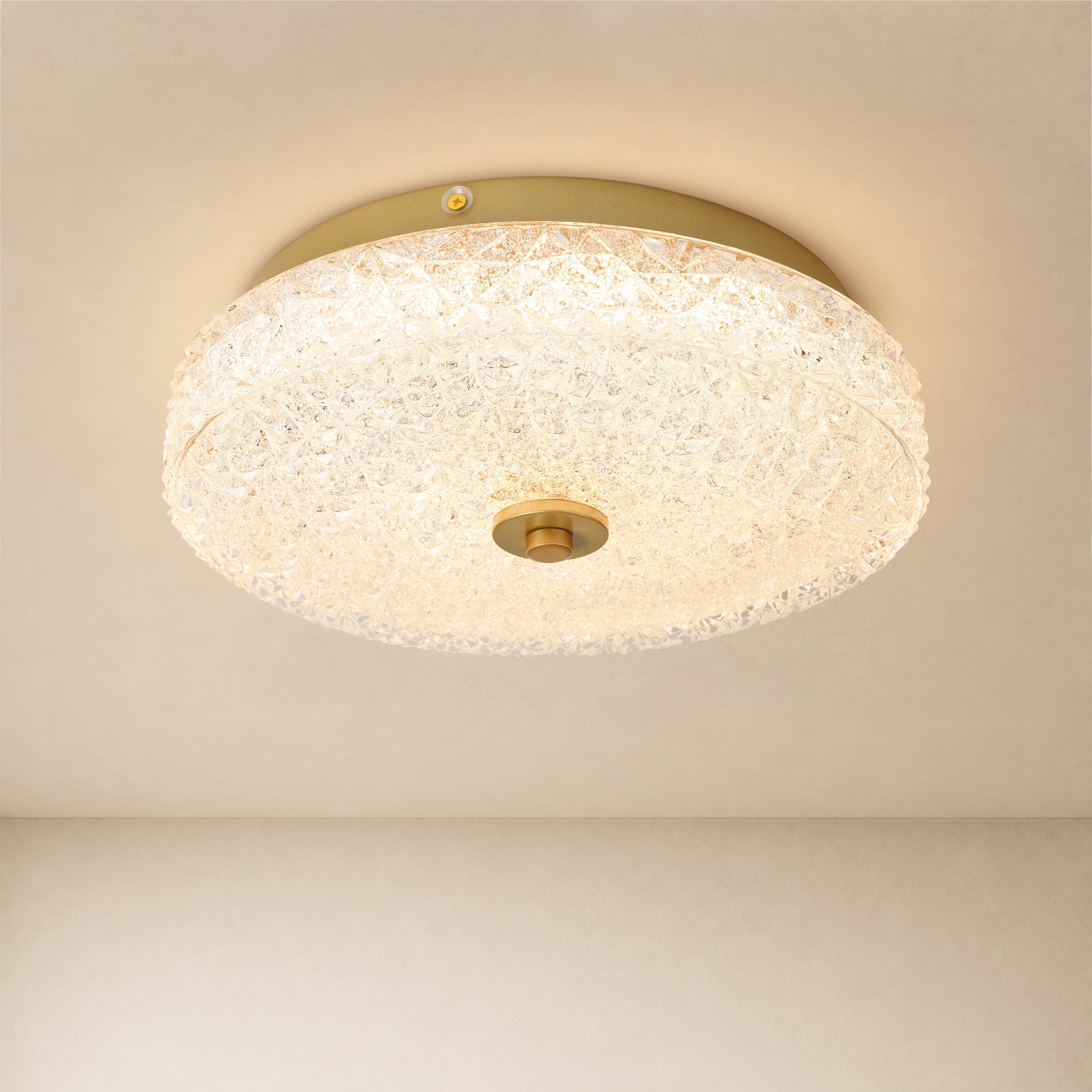 Marielle Crystal Glass Round Flush Mount#Finish_Gold