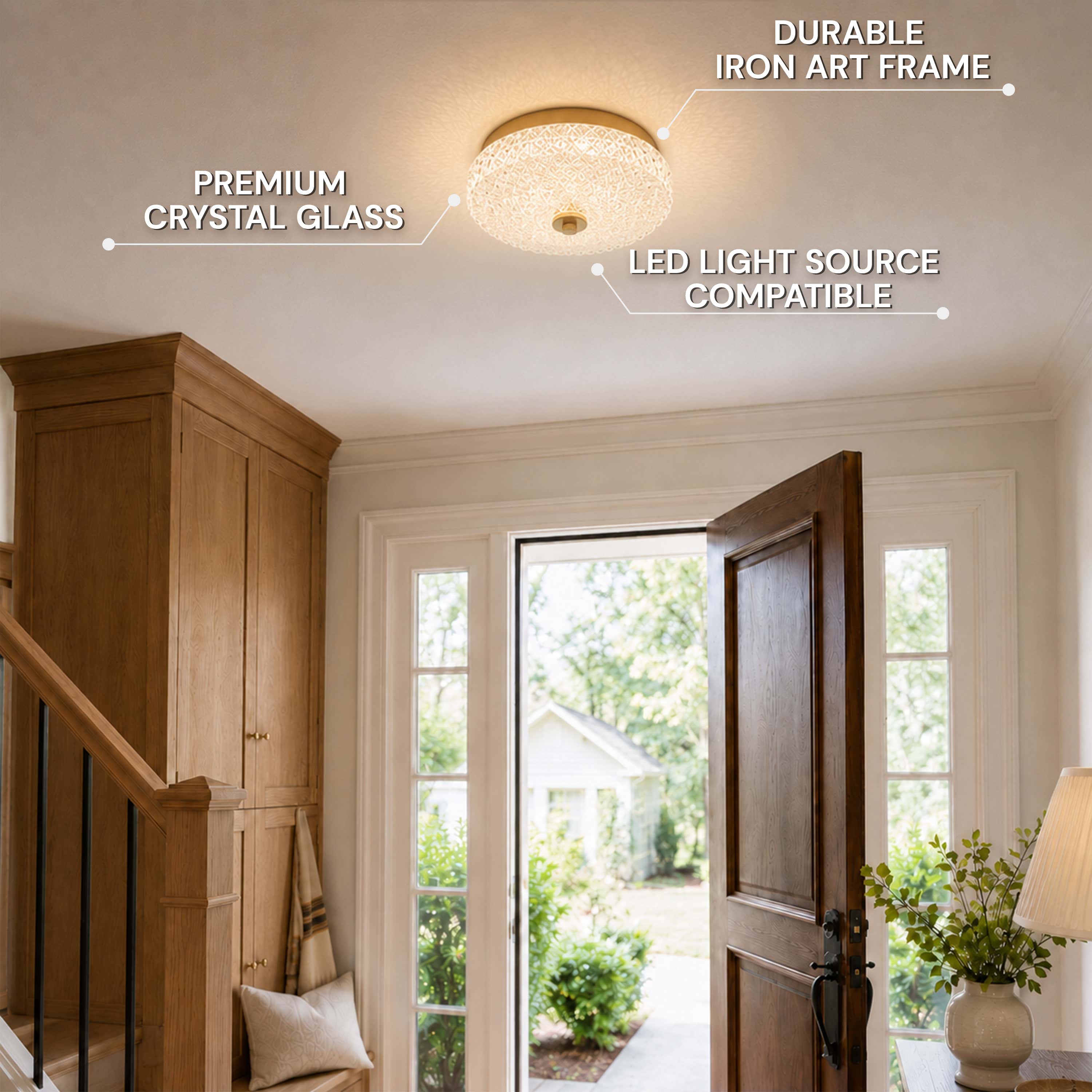 Marielle Crystal Glass Round Flush Mount