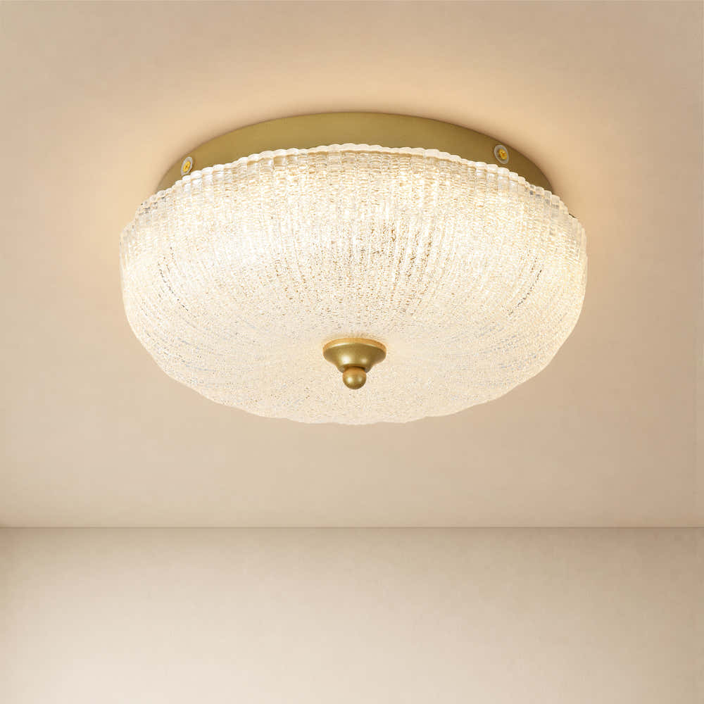 Marielle Pumpkin Crystal Glass Round Flush Mount#Finish_Gold
