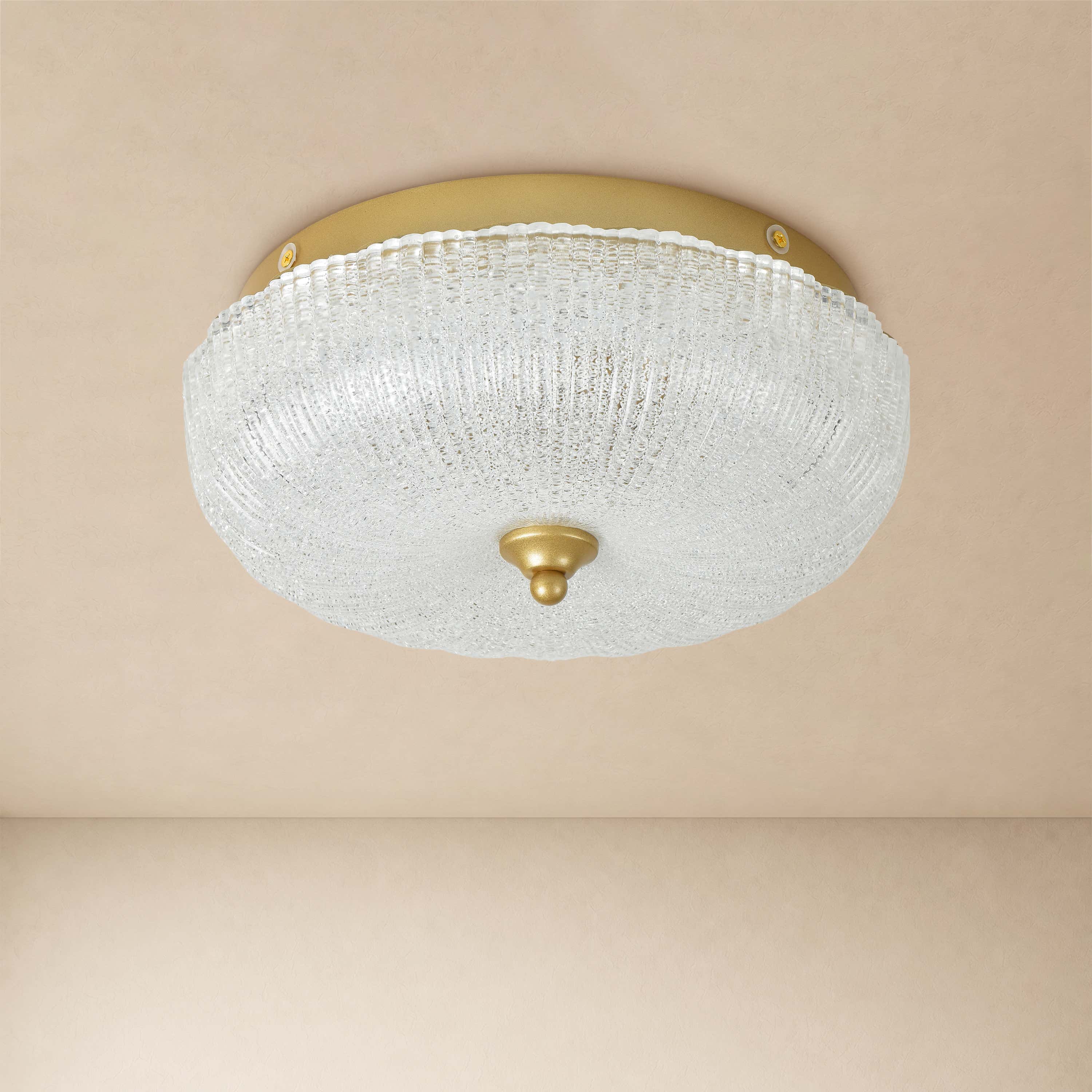Marielle Pumpkin Crystal Glass Round Flush Mount