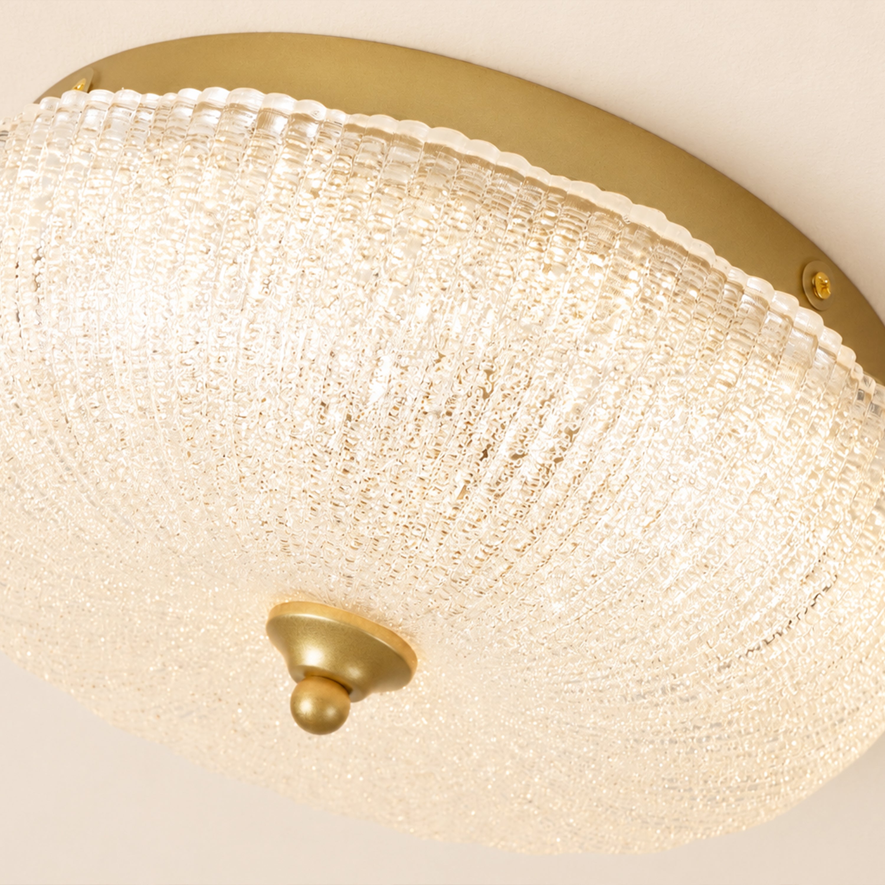 Marielle Pumpkin Crystal Glass Round Flush Mount#Finish_Gold