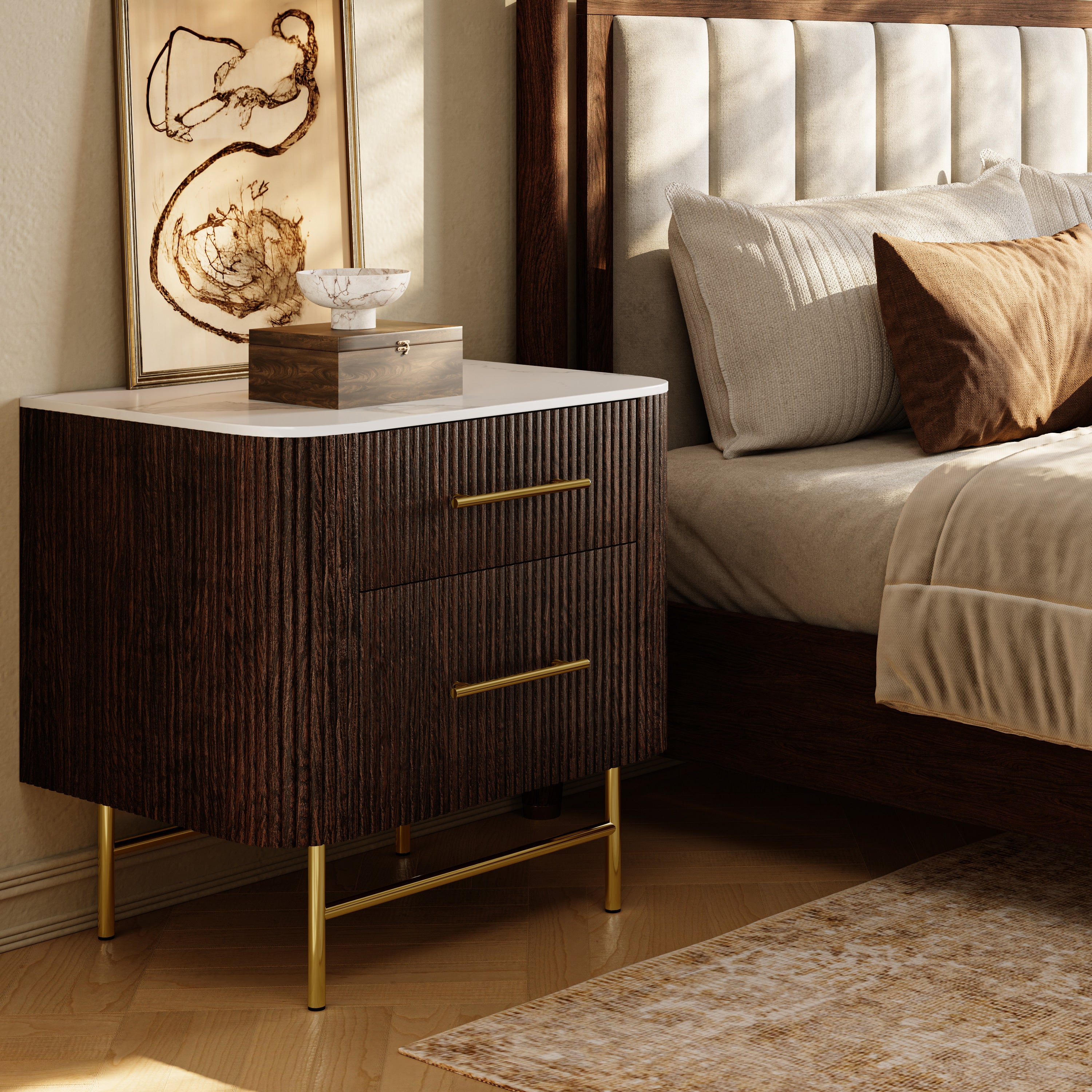 Ewan Sintered Stone Nightstand 26"W