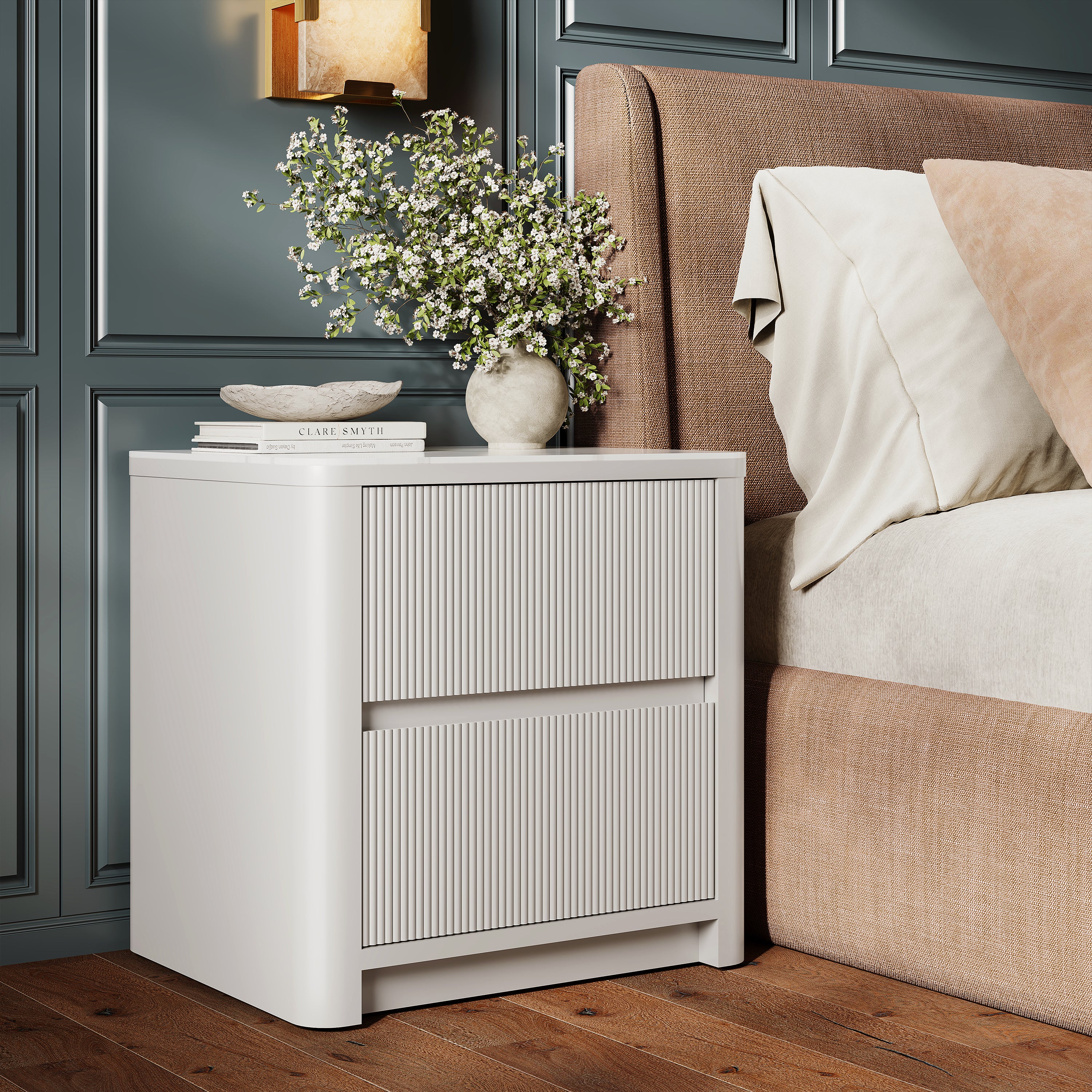 Celia Burnt Stone Nightstand 20"