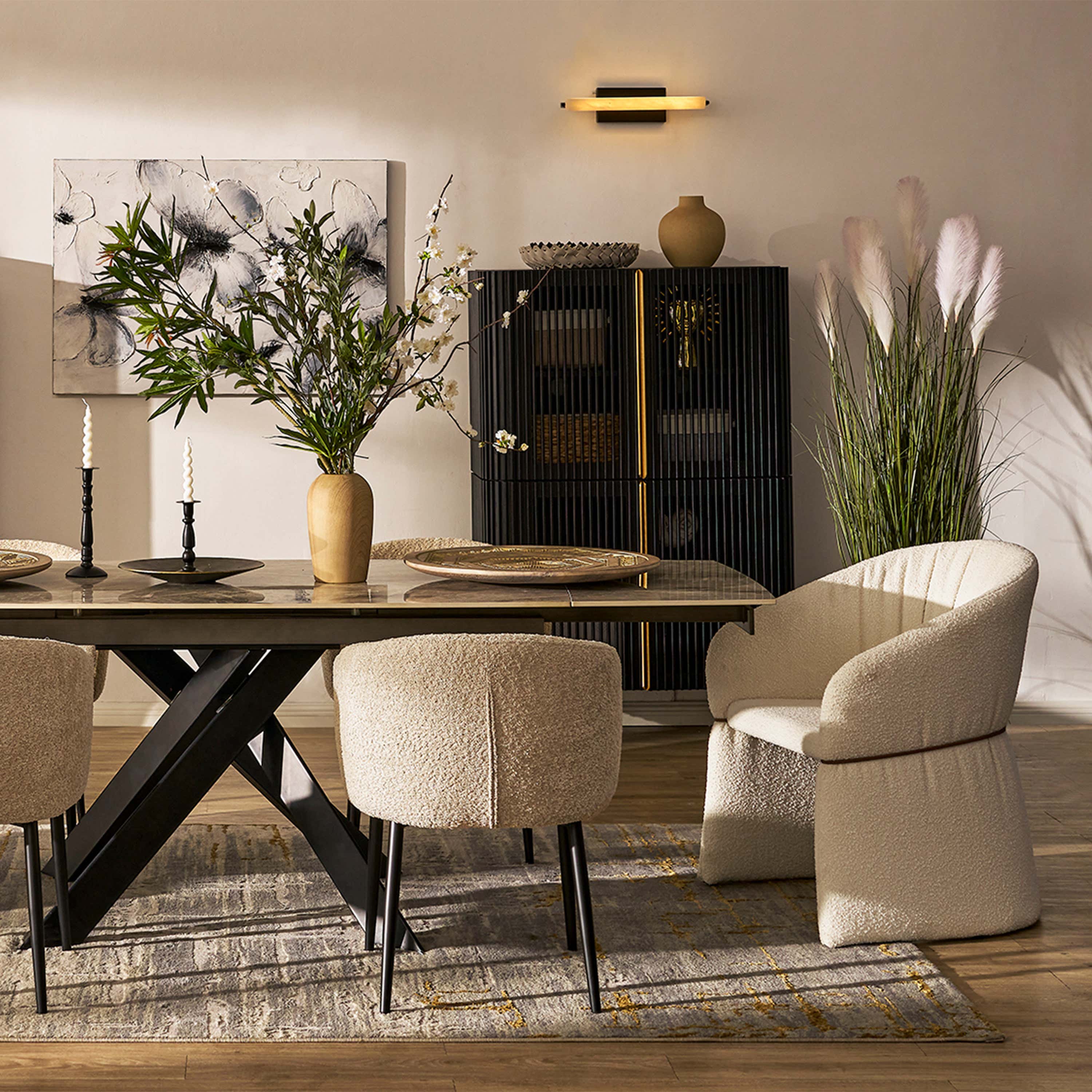 Labarthe Extended Rectangular Sintered Stone Dining Table 63"-95"