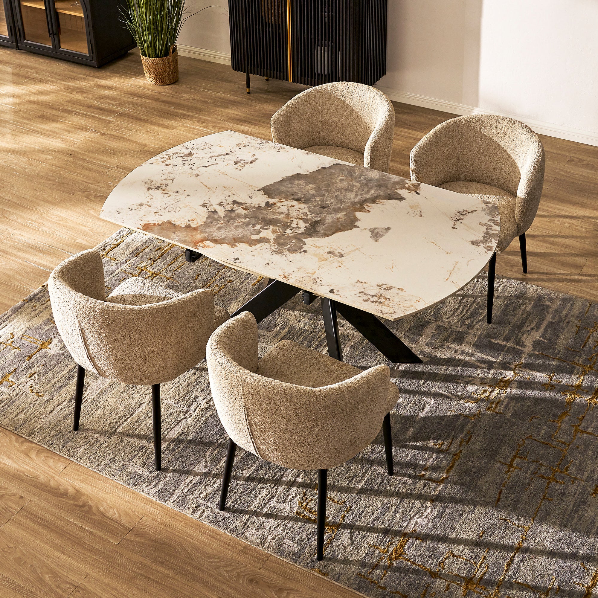 Labarthe Extended Rectangular Sintered Stone Dining Table 63"-95"