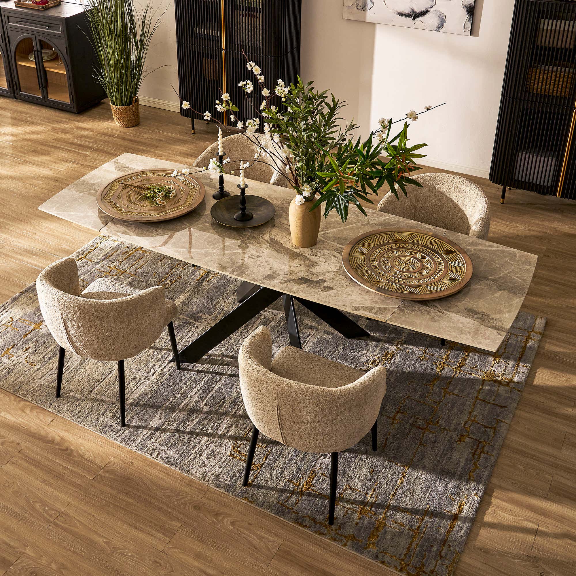 Labarthe Extended Rectangular Sintered Stone Dining Table 63"-95"