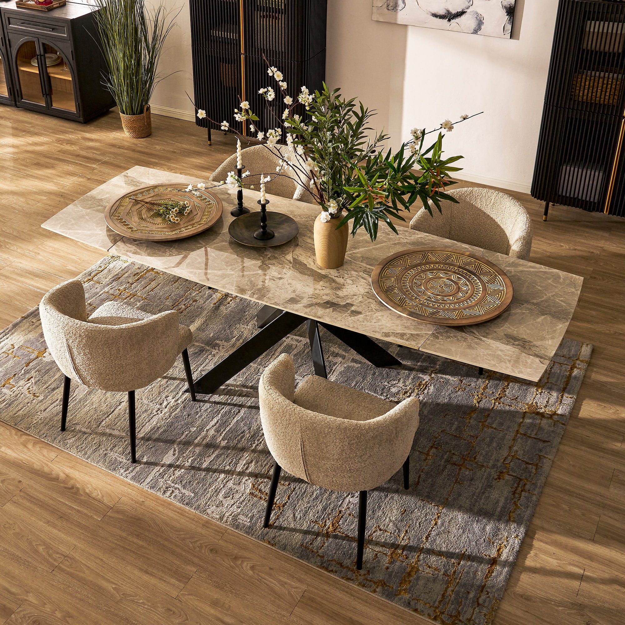 Labarthe Extended Rectangular Sintered Stone Dining Table 63"-95"