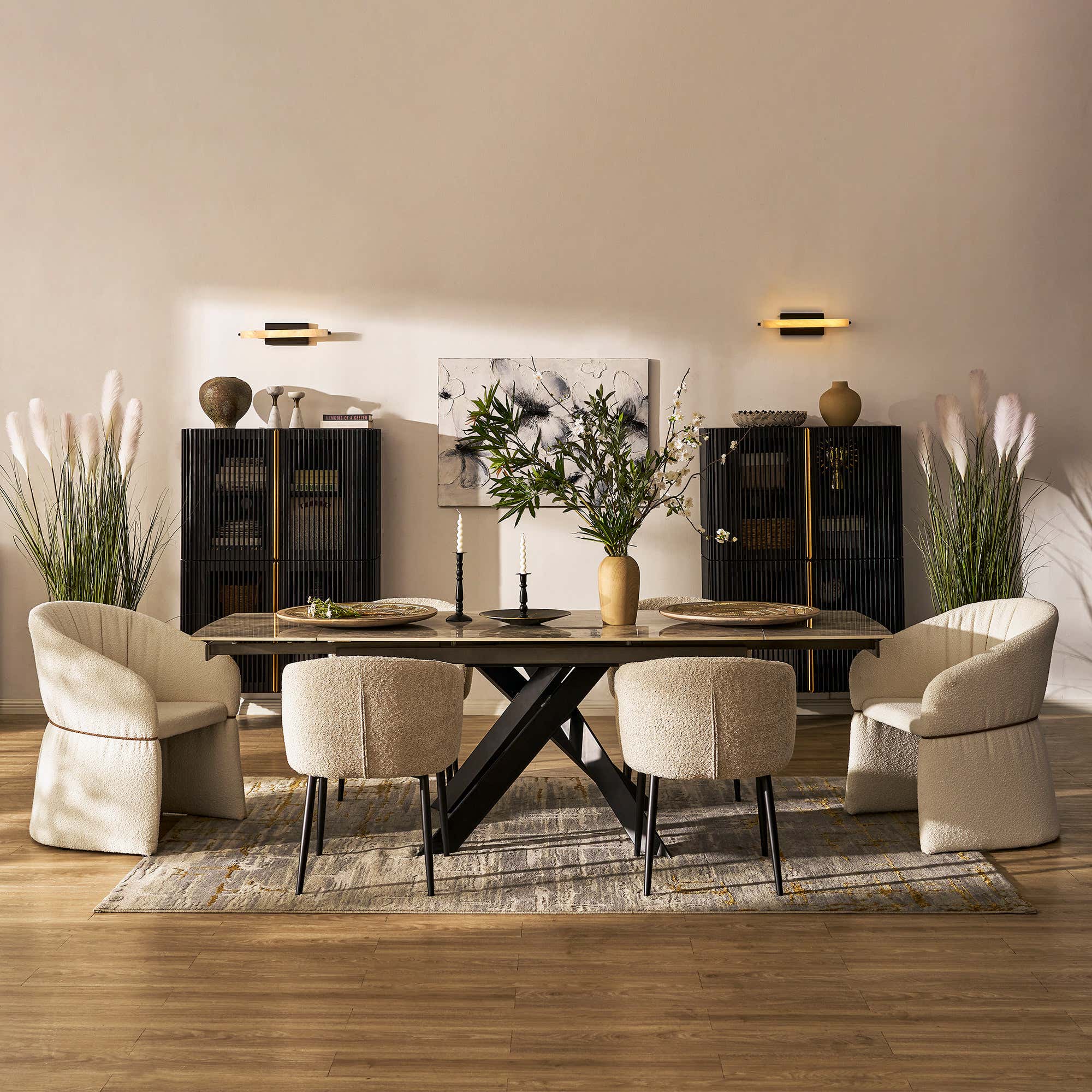 Labarthe Extended Rectangular Sintered Stone Dining Table 63"-95"