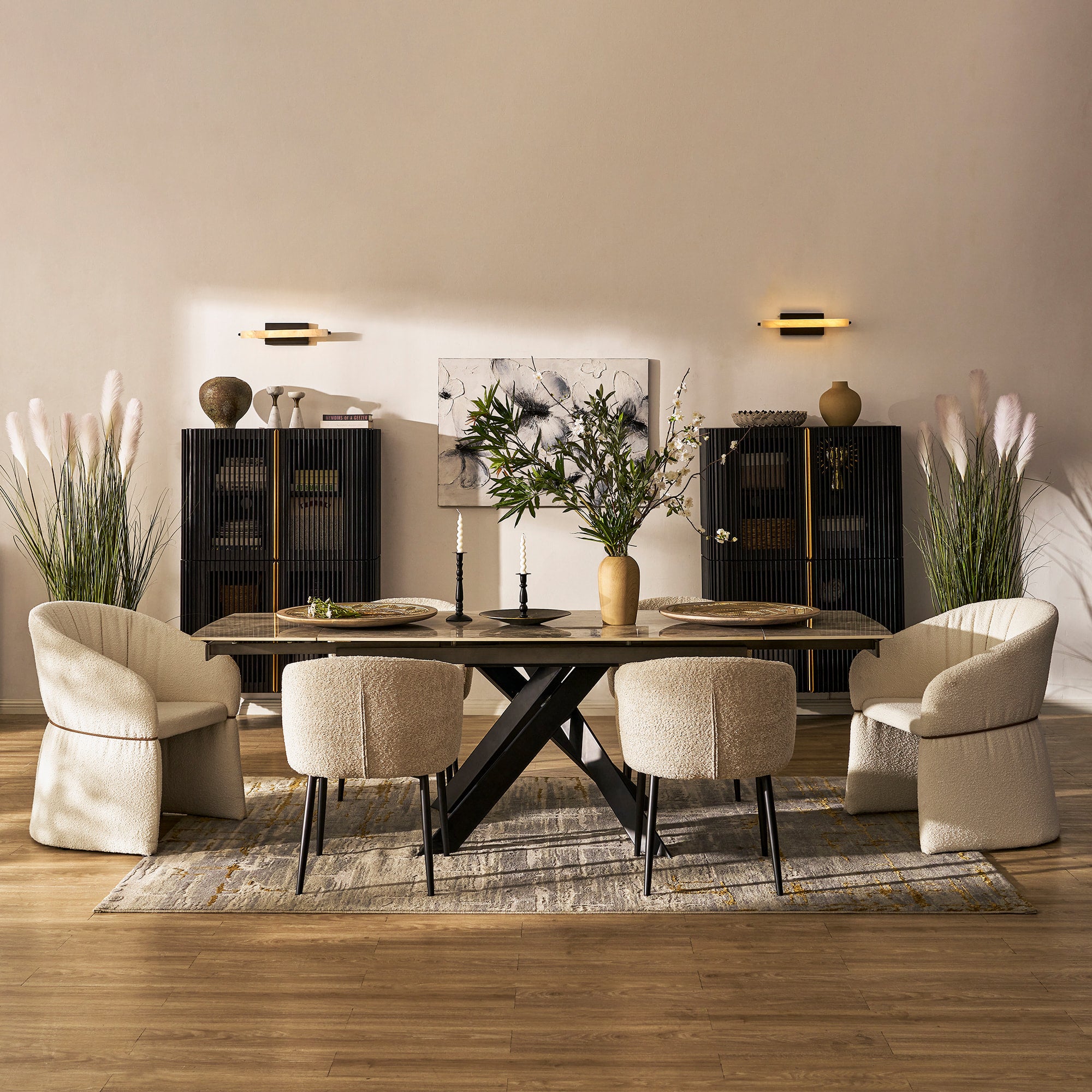 Labarthe Extended Rectangular Sintered Stone Dining Table 63"-95"