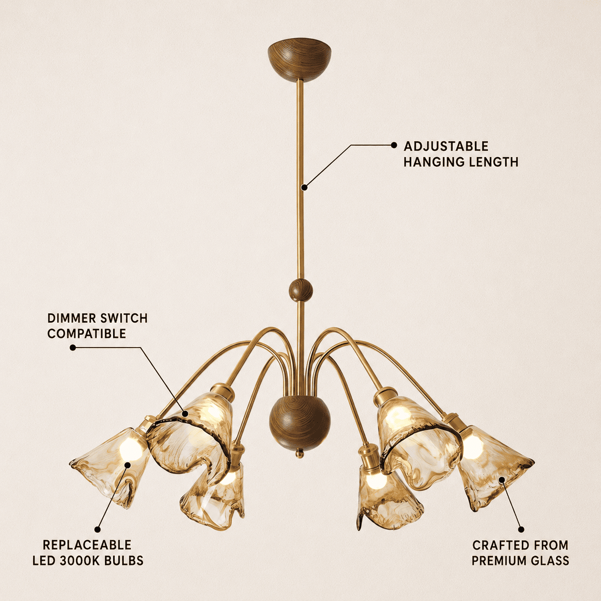 Ambrea Tulip Glass Chandelier