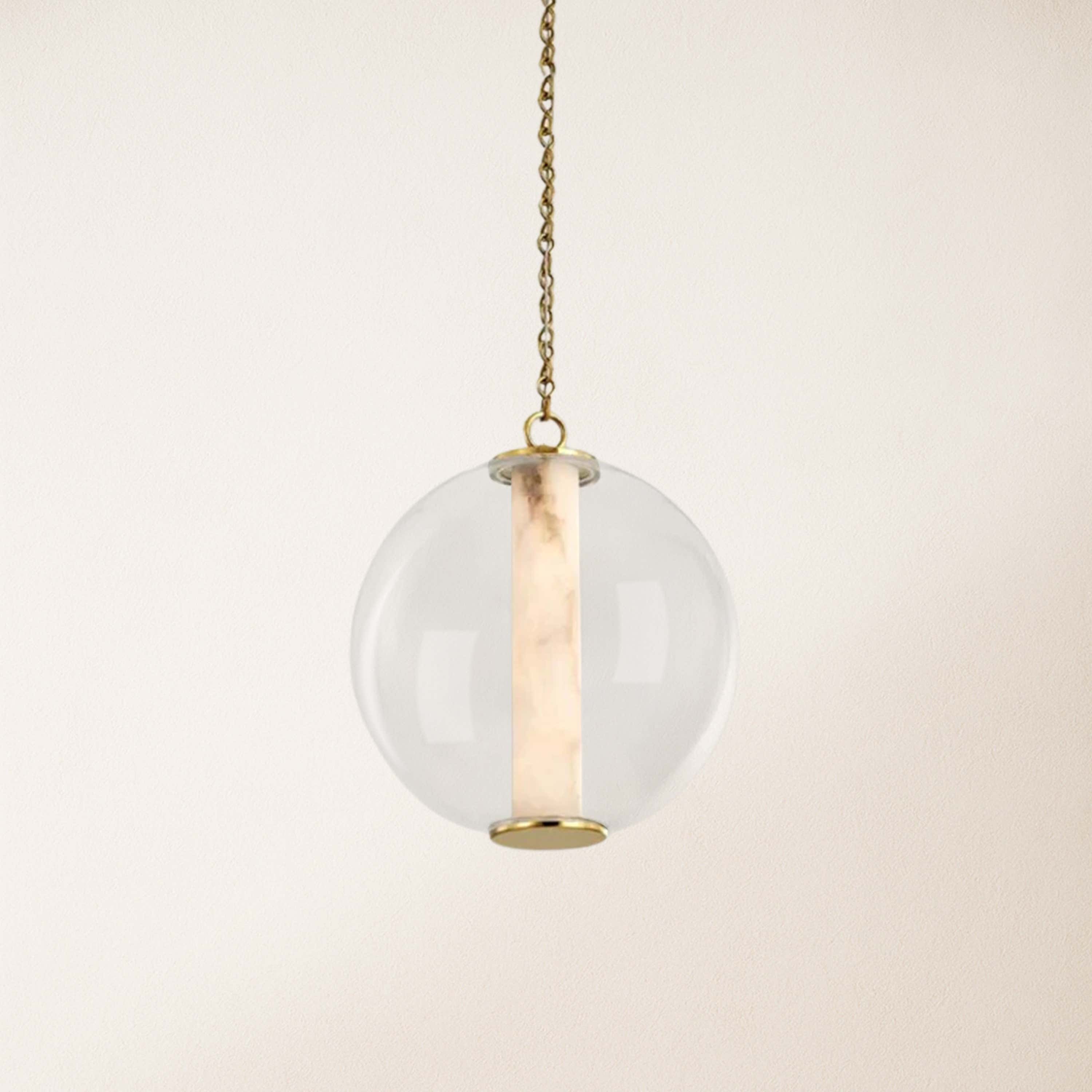 Auroba Alabaster Tube Glass Globe Pendant 14''D