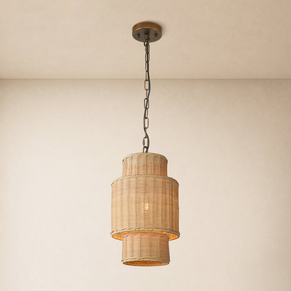 Cavana Rattan Tiered Pendant 10"D