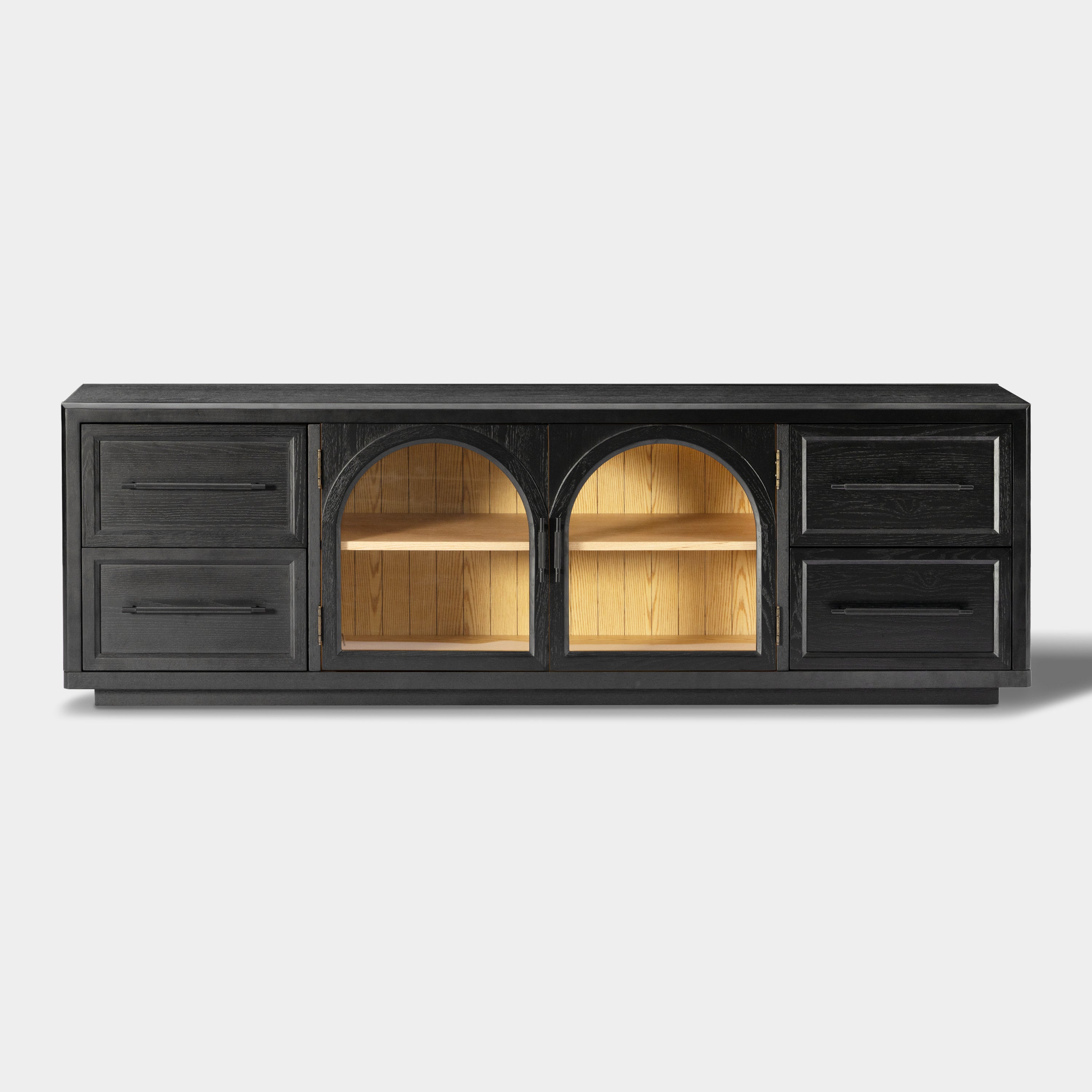 Alvar Oak Media Console and Sideboard Set