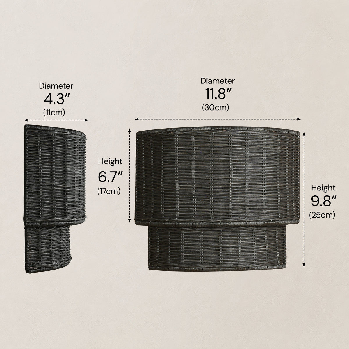 Cavana Rattan Tiered Wall Sconce 10"H