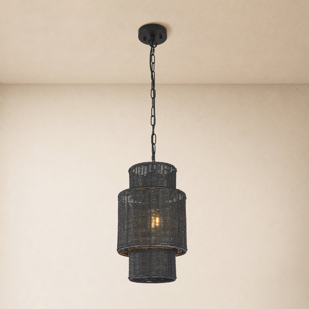 Cavana Rattan Tiered Pendant 10"D
