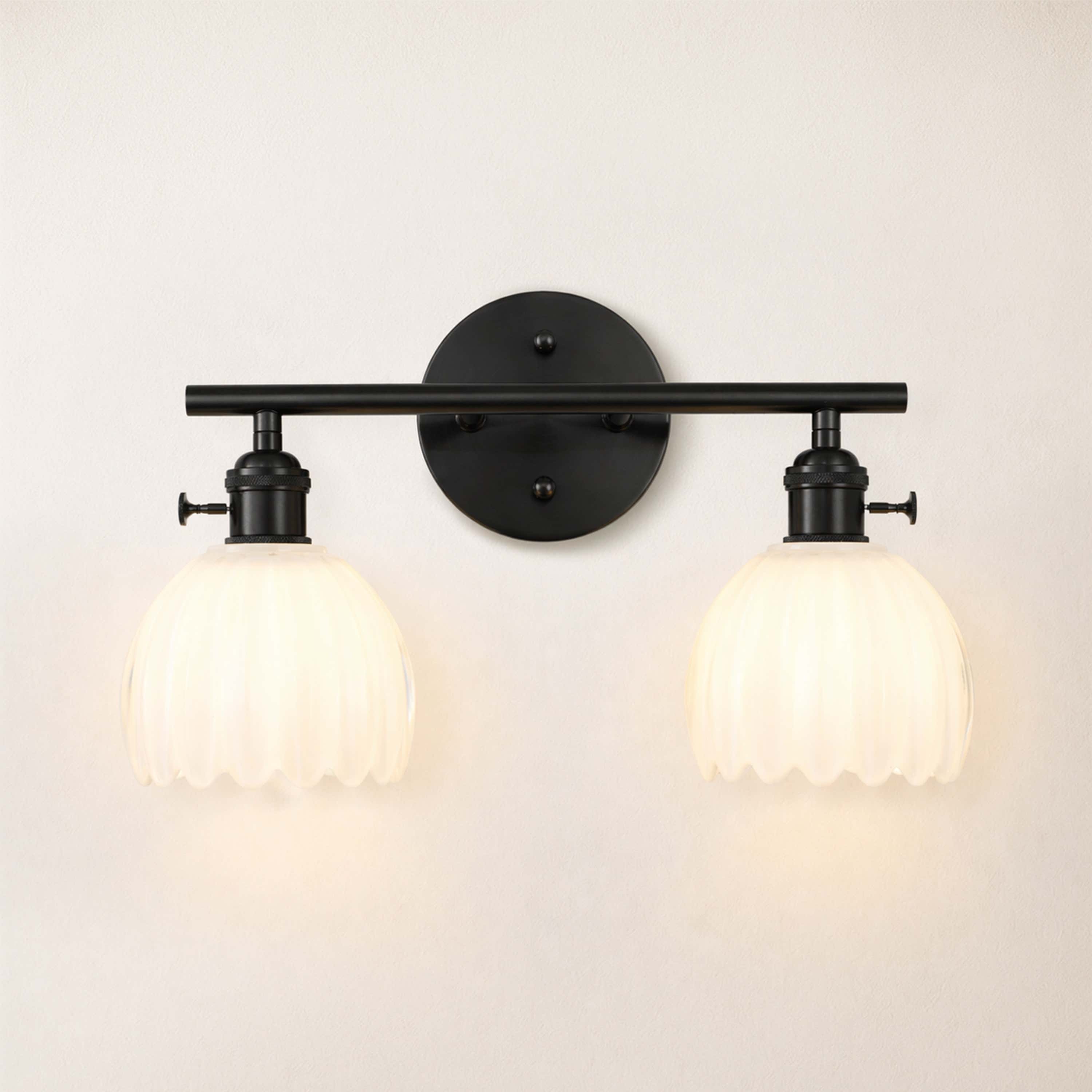 Orbixa Milky Glass 2-Lights Wall Sconce 15"W