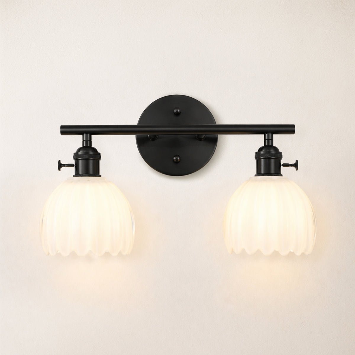 Orbixa Milky Glass 2-Lights Wall Sconce 15"W
