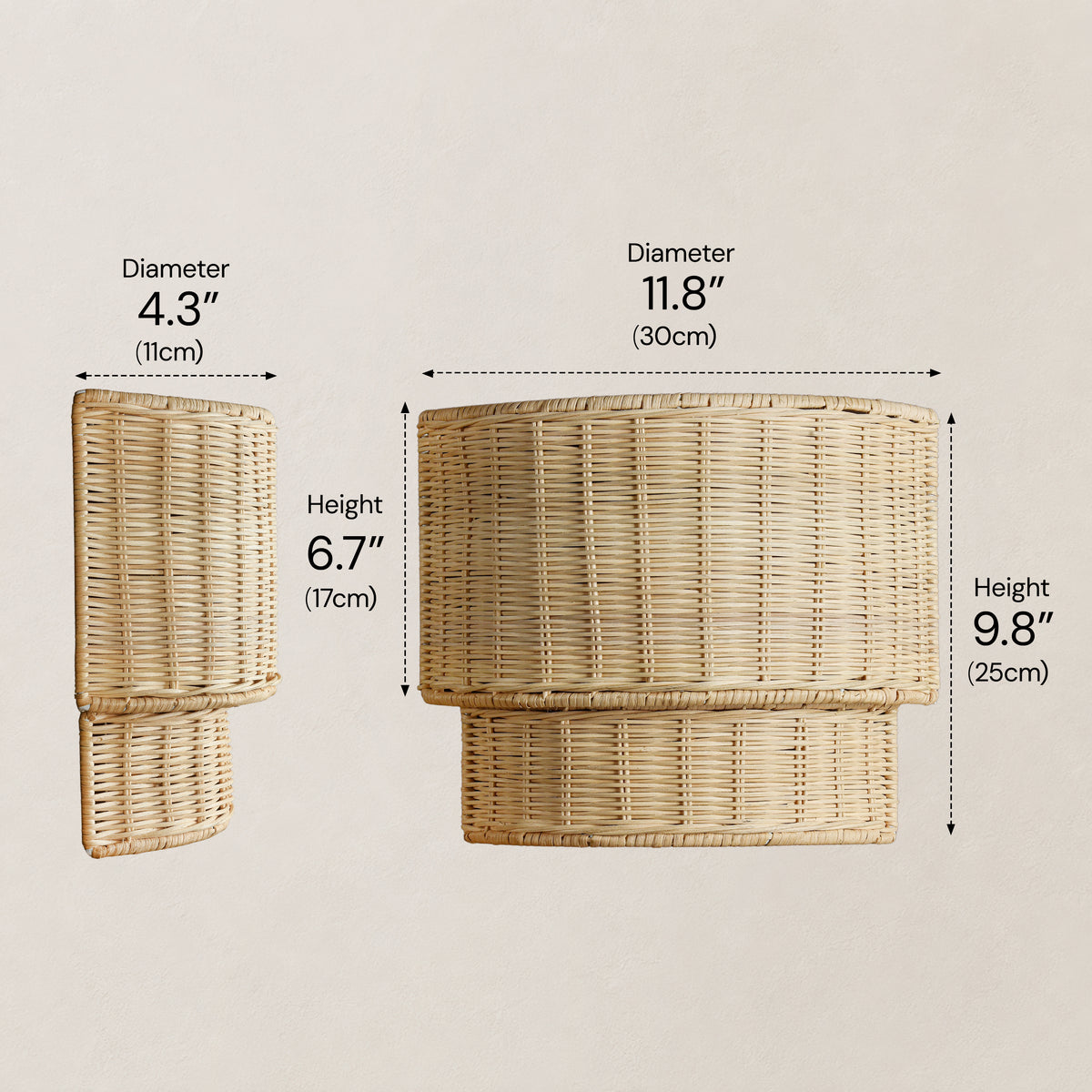 Cavana Rattan Tiered Wall Sconce 10"H
