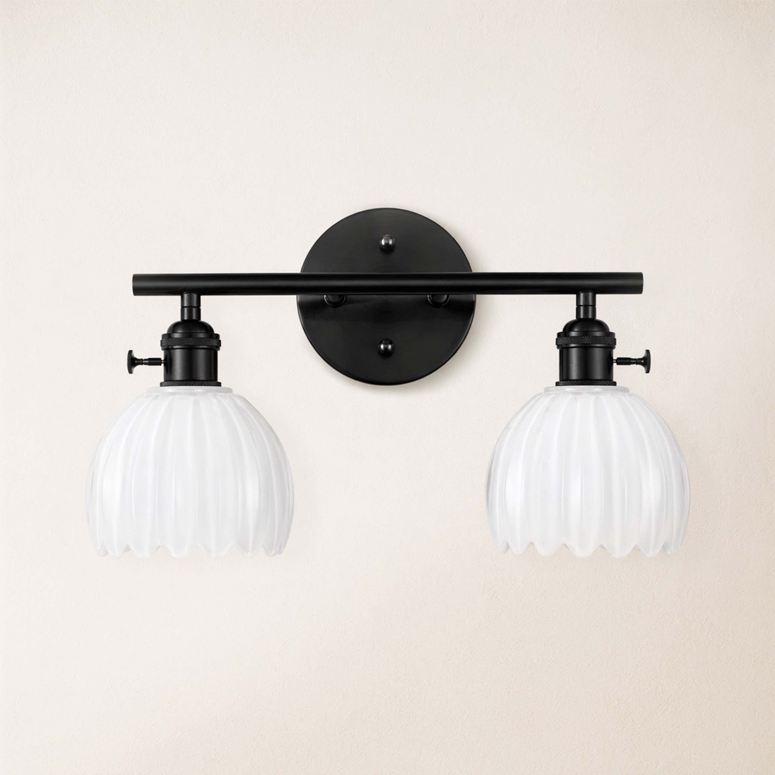 Orbixa Milky Glass 2-Lights Wall Sconce 15"W