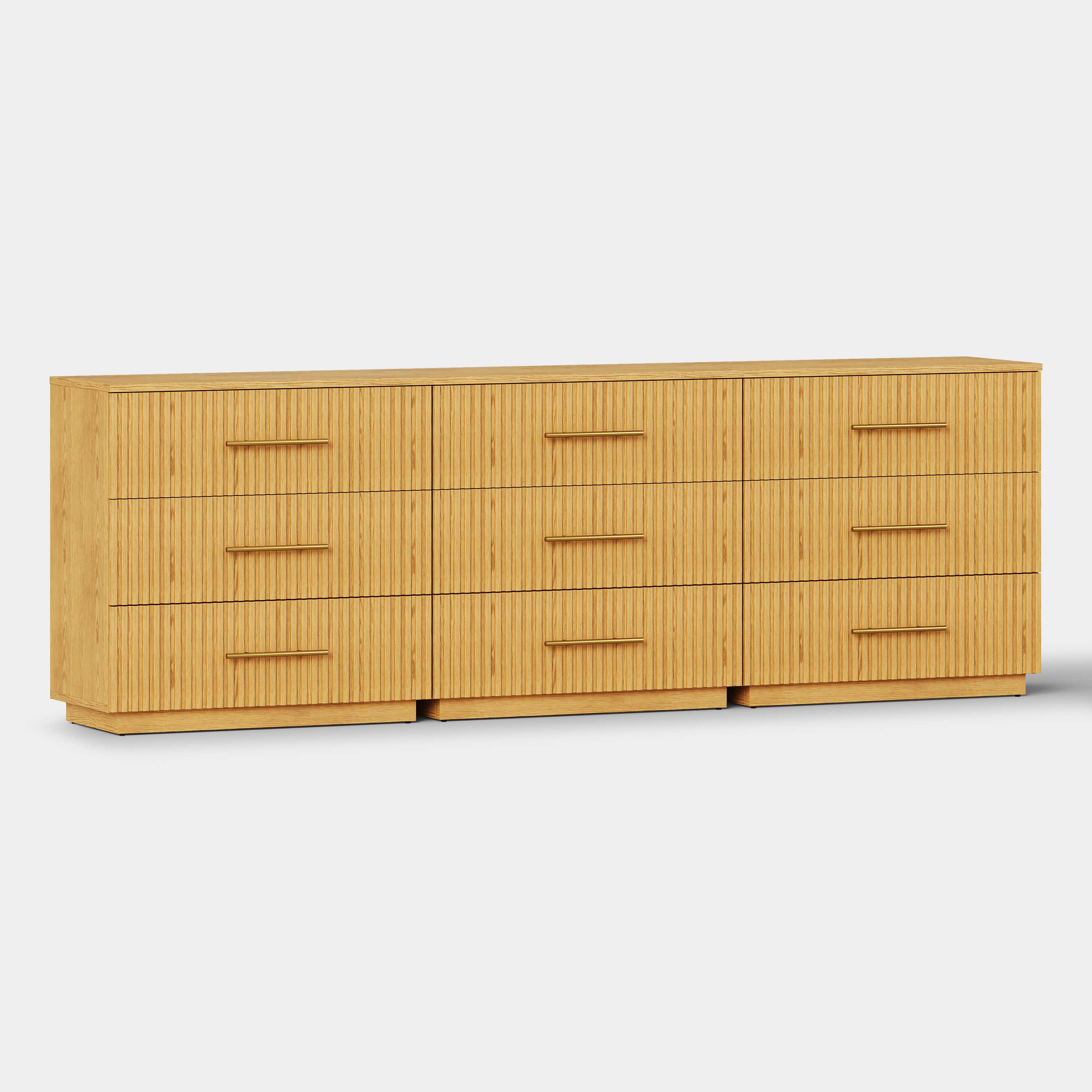 Holt 95" Oak 9-Drawer Chest(Set of 3)