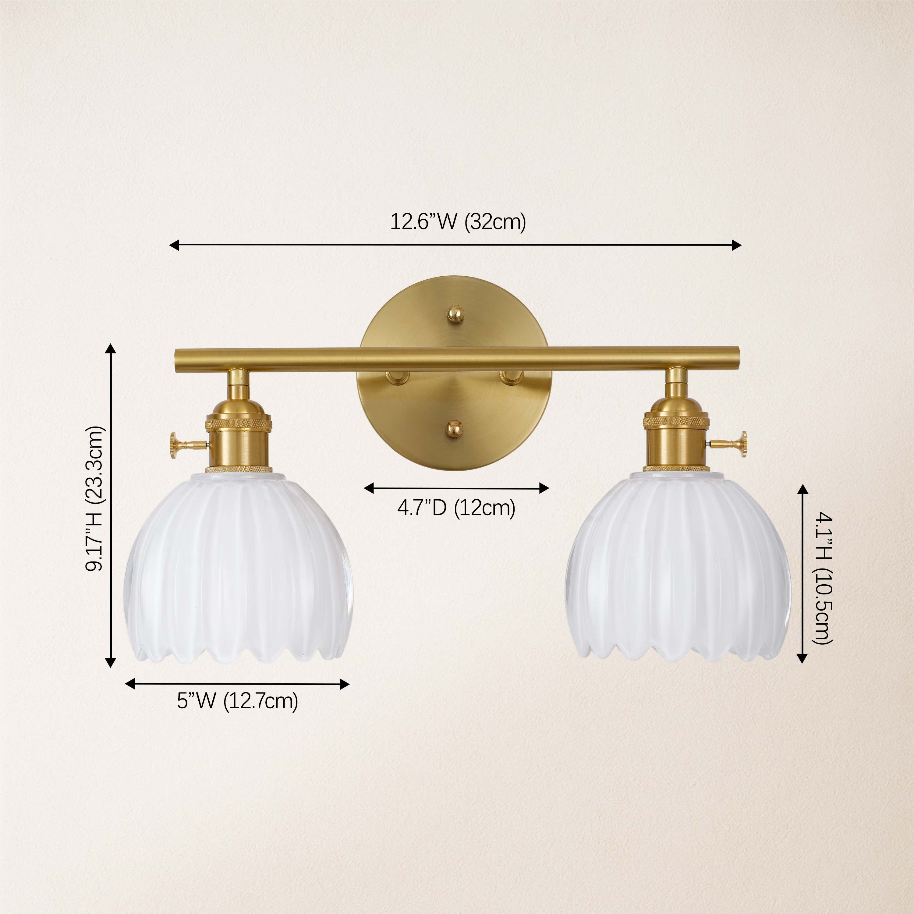 Orbixa Milky Glass 2-Lights Wall Sconce 15"W