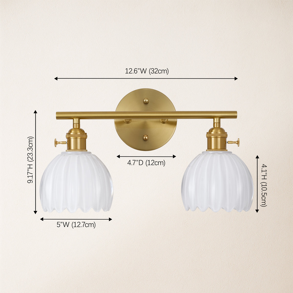 Orbixa Milky Glass 2-Lights Wall Sconce 15"W