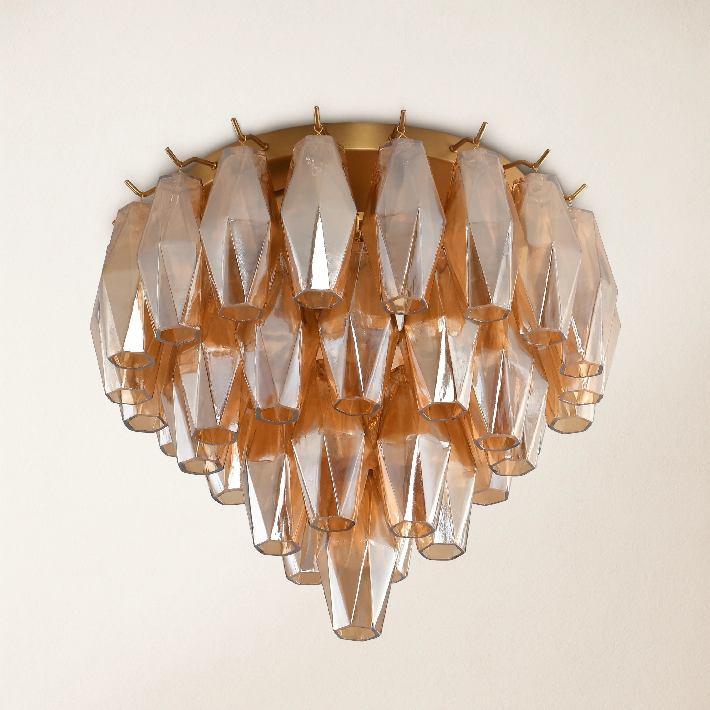 Celestial Drop Round Glass Flush Mount 12.6"D