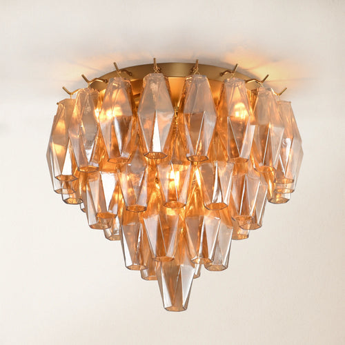 Celestial Drop Round Glass Flush Mount 12.6"D